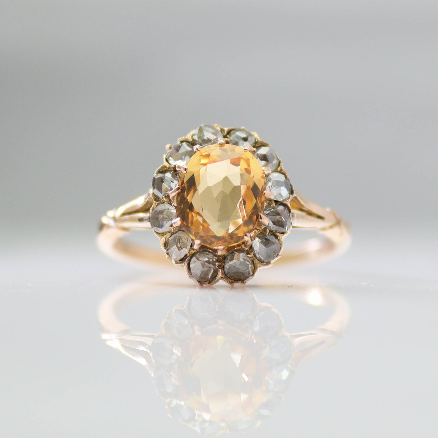 Art Deco Golden Topaz and Diamond Ring - Friar House