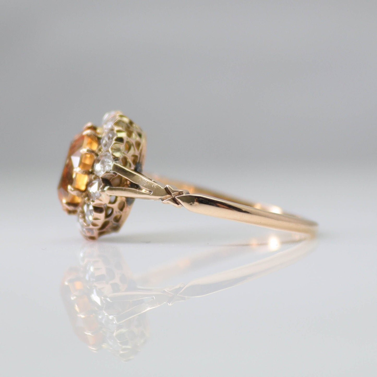 Art Deco Golden Topaz and Diamond Ring - Friar House