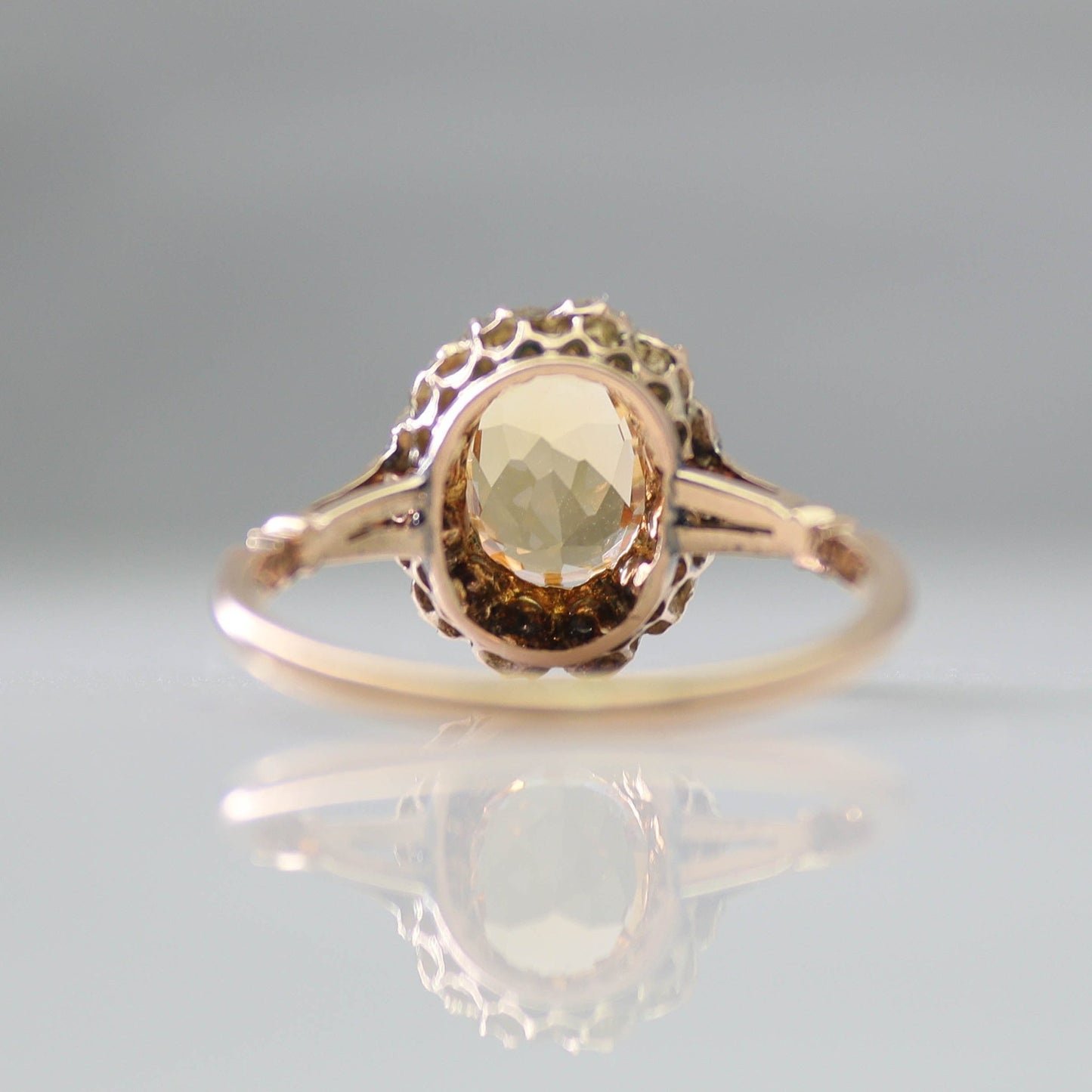 Art Deco Golden Topaz and Diamond Ring - Friar House