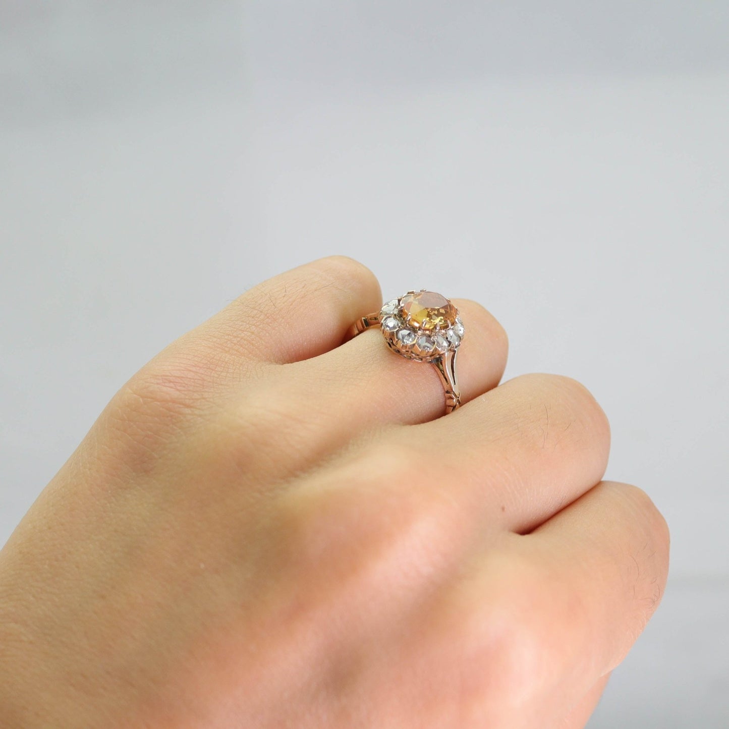 Art Deco Golden Topaz and Diamond Ring - Friar House