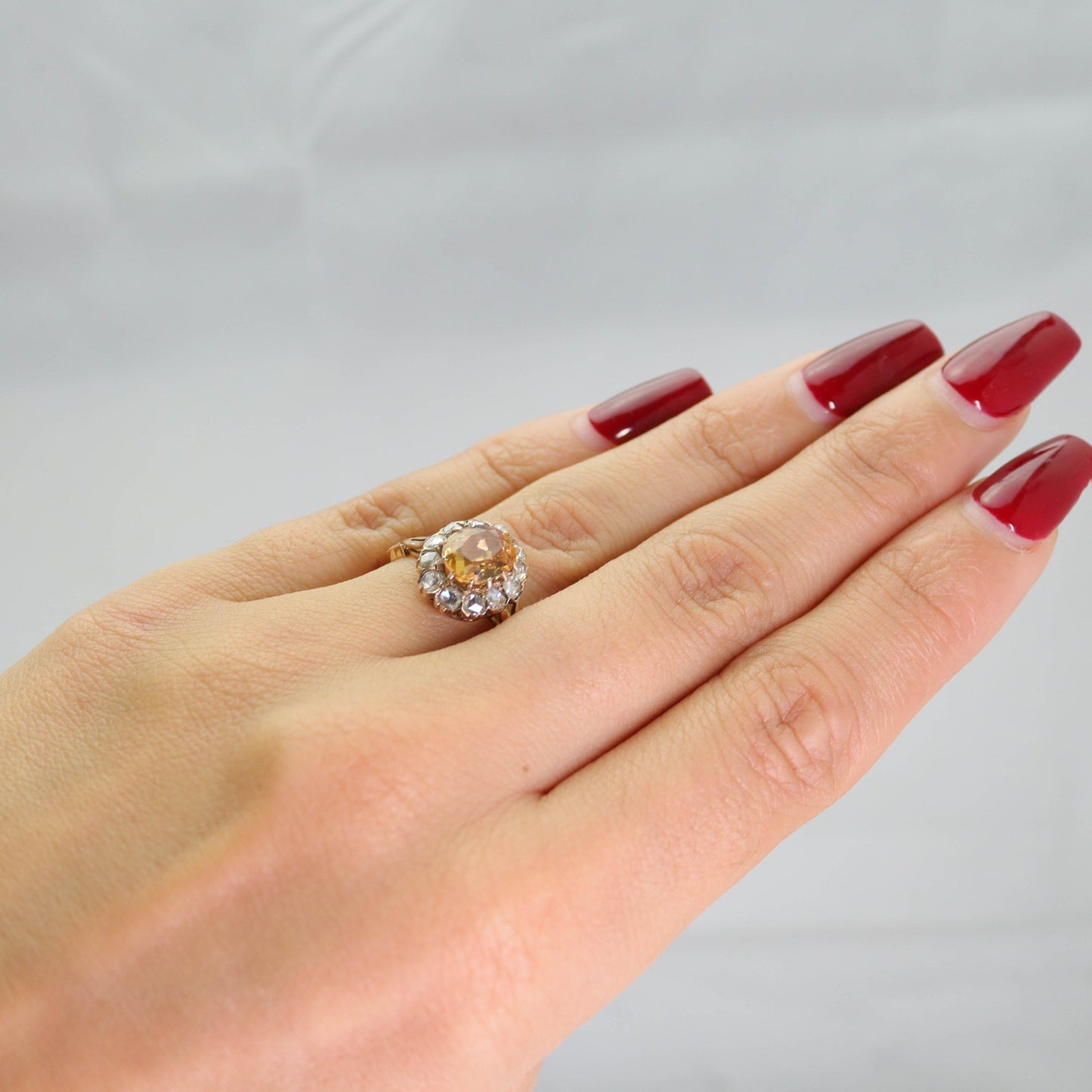 Art Deco Golden Topaz and Diamond Ring - Friar House