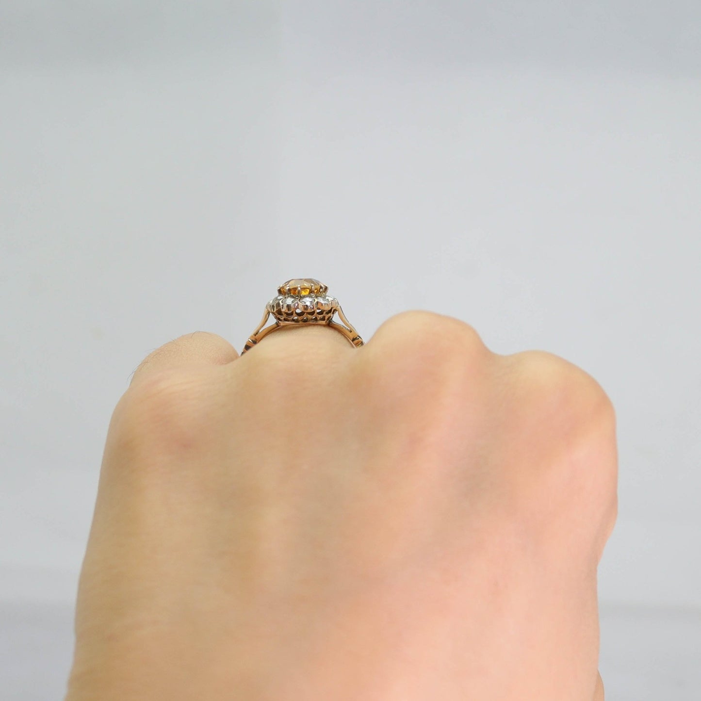 Art Deco Golden Topaz and Diamond Ring - Friar House