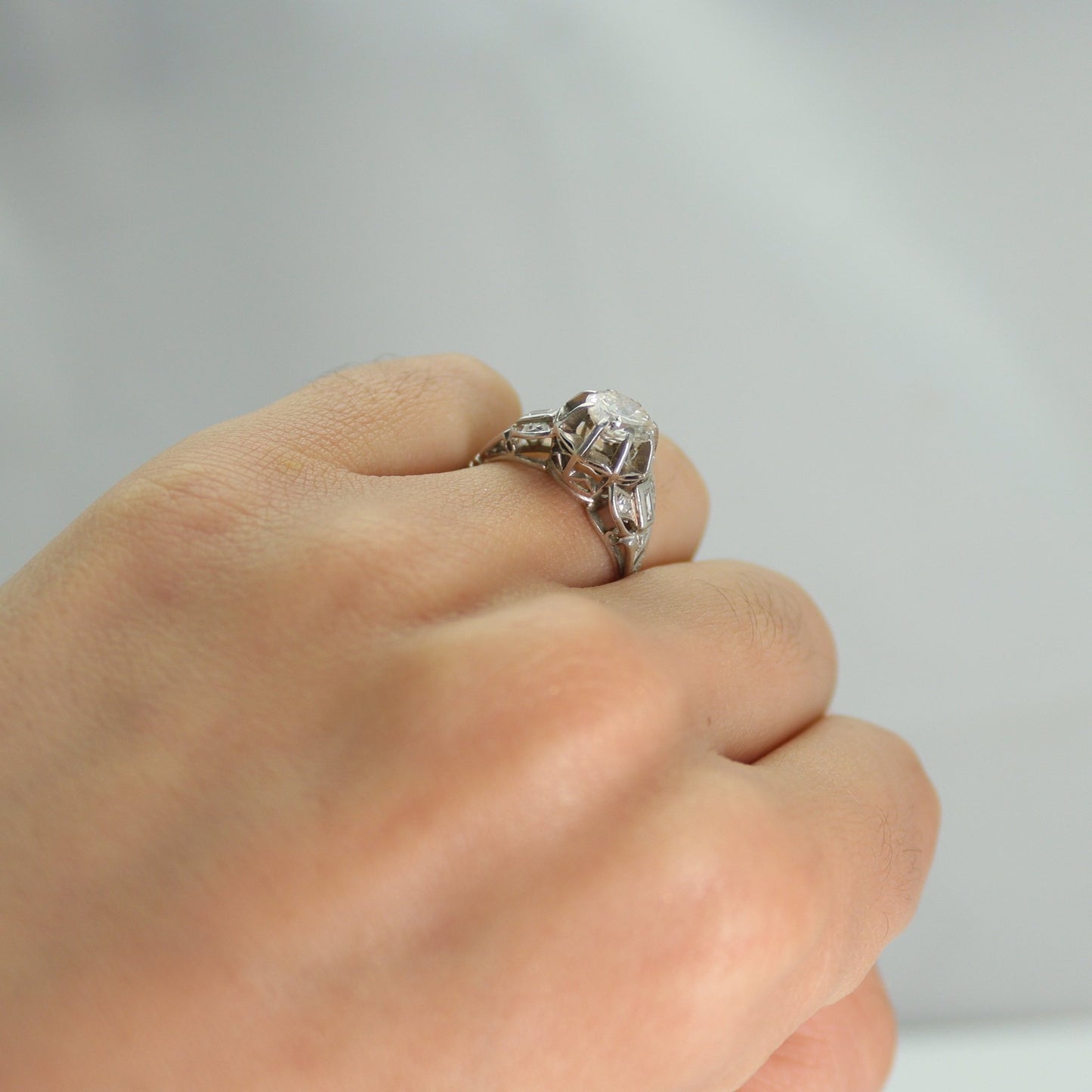 Art Deco Platinum 1 carat Diamond Solitaire Ring - Friar House