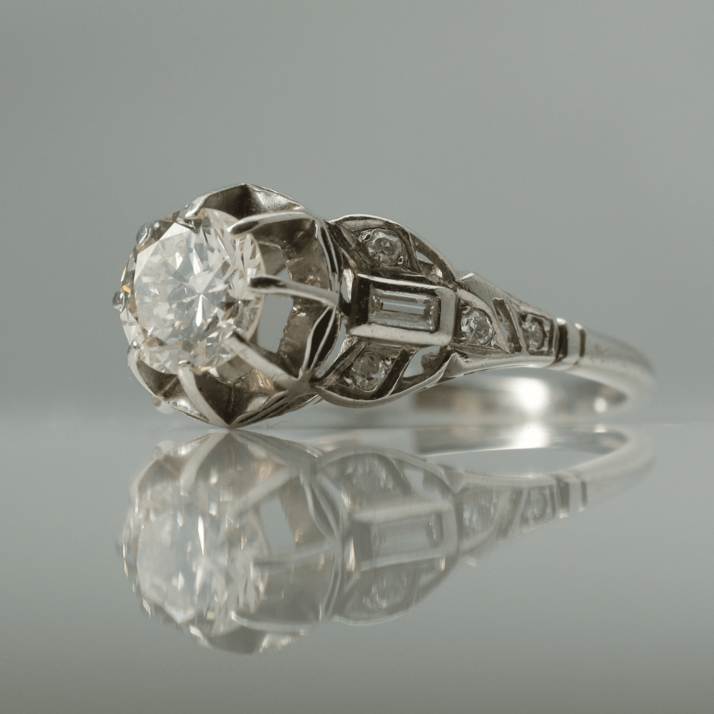 Art Deco Platinum 1 carat Diamond Solitaire Ring - Friar House