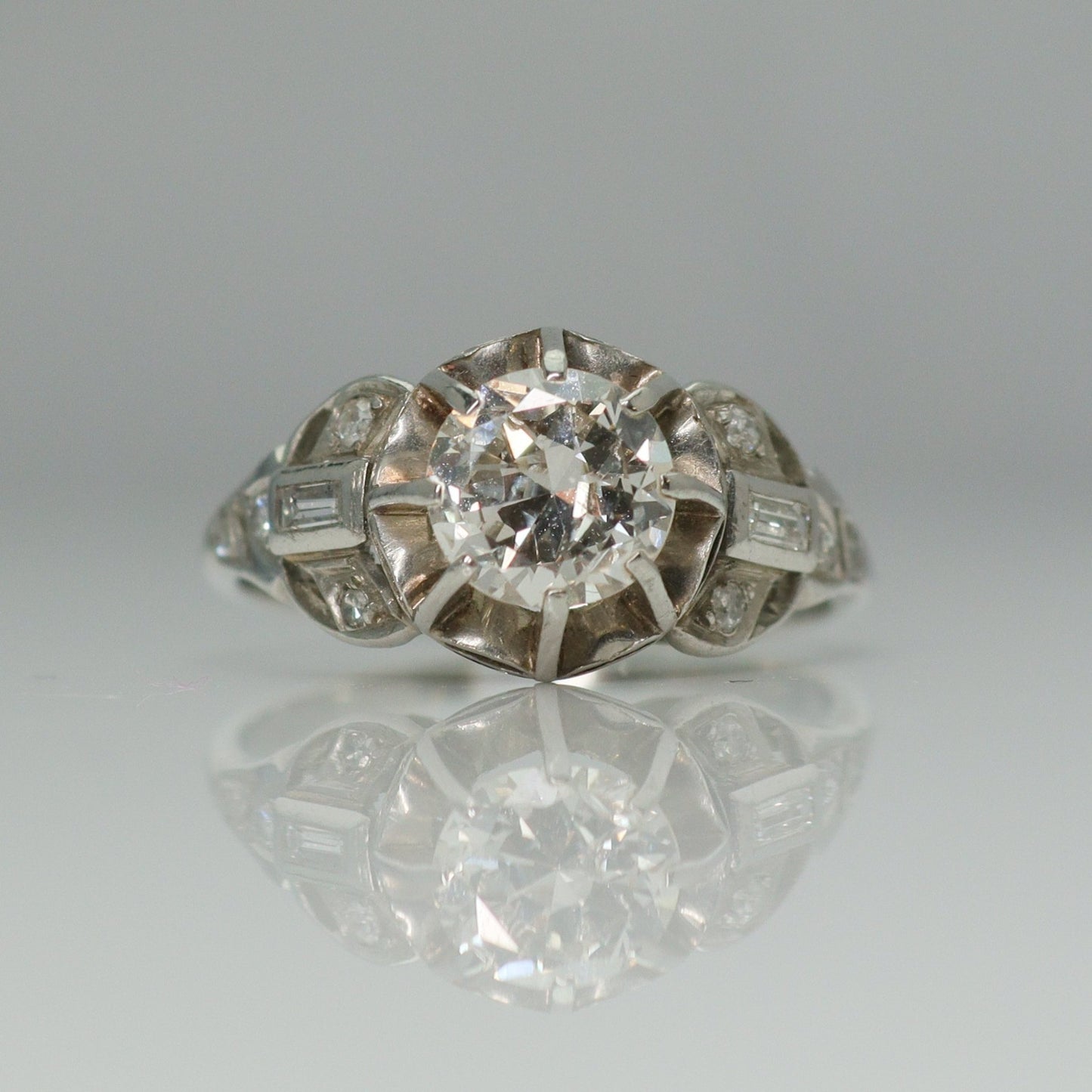 Art Deco Platinum 1 carat Diamond Solitaire Ring - Friar House