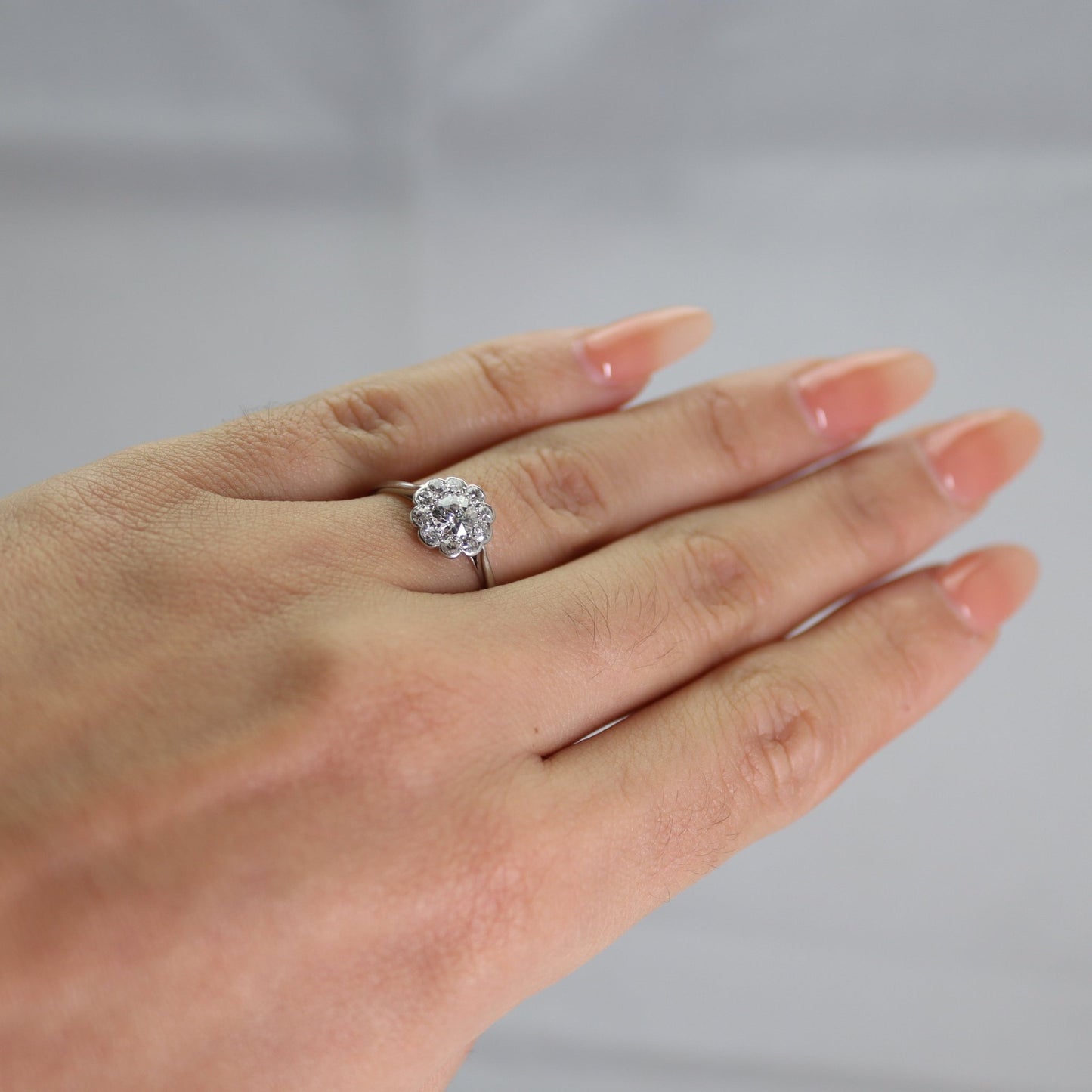 Art Deco Platinum Diamond Daisy Cluster Ring - Friar House
