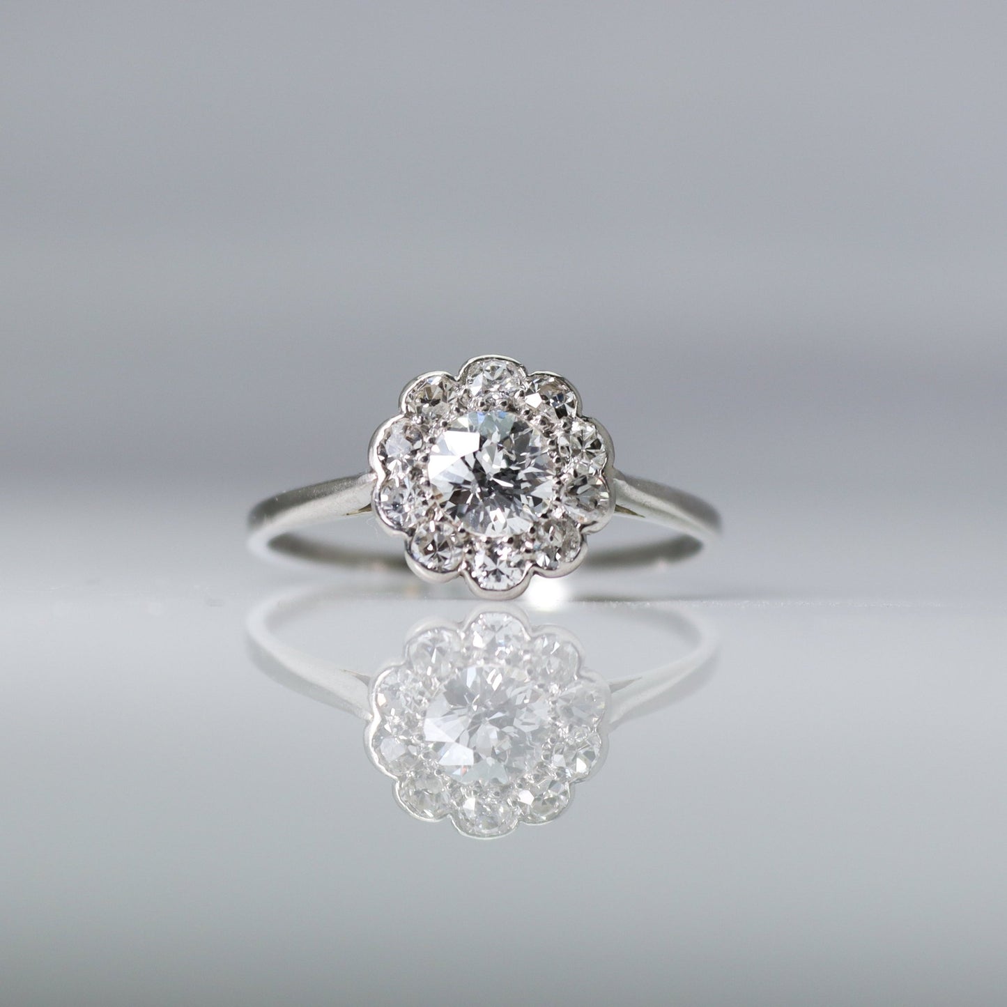 Art Deco Platinum Diamond Daisy Cluster Ring - Friar House