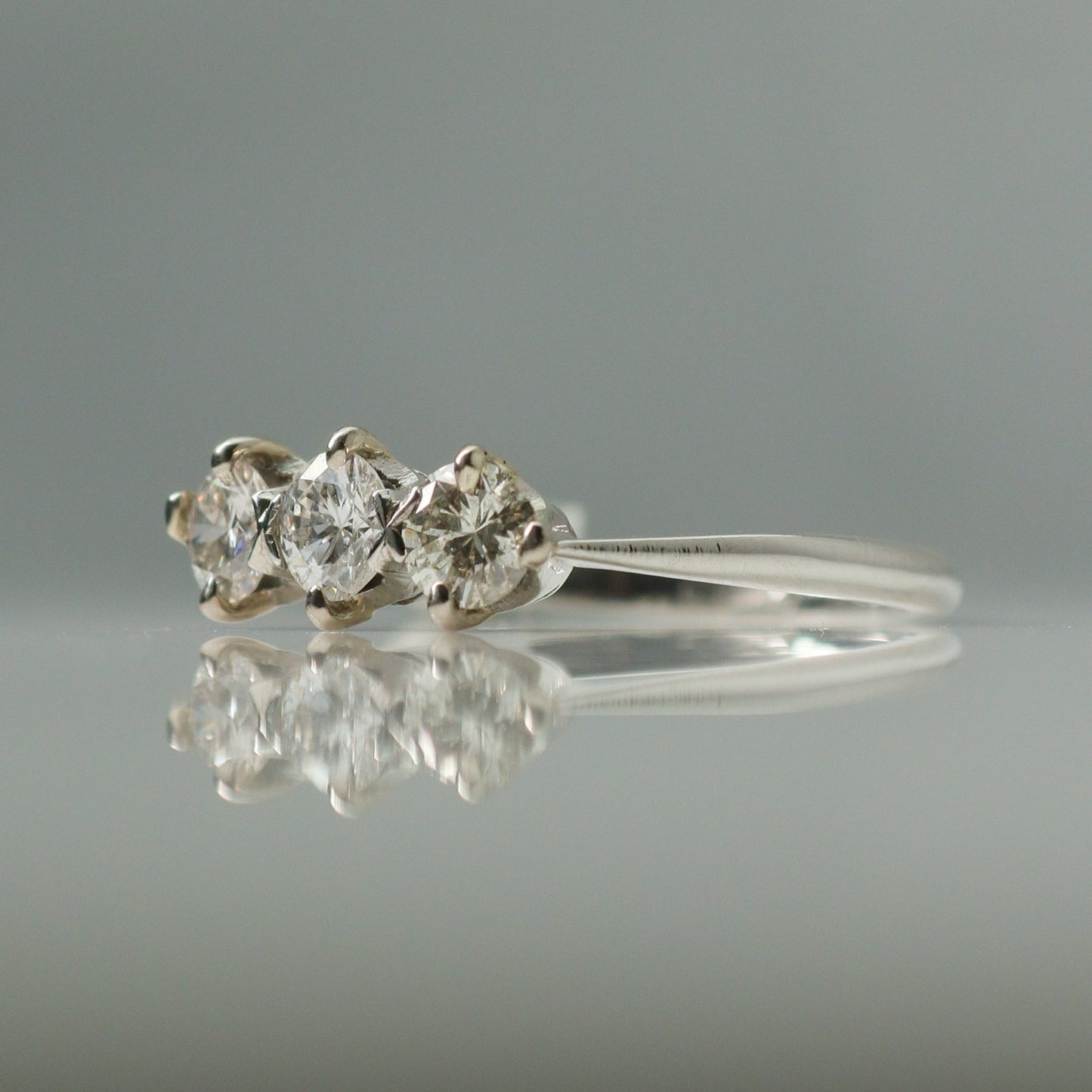 Art Deco Platinum Diamond Three Stone Ring - Friar House