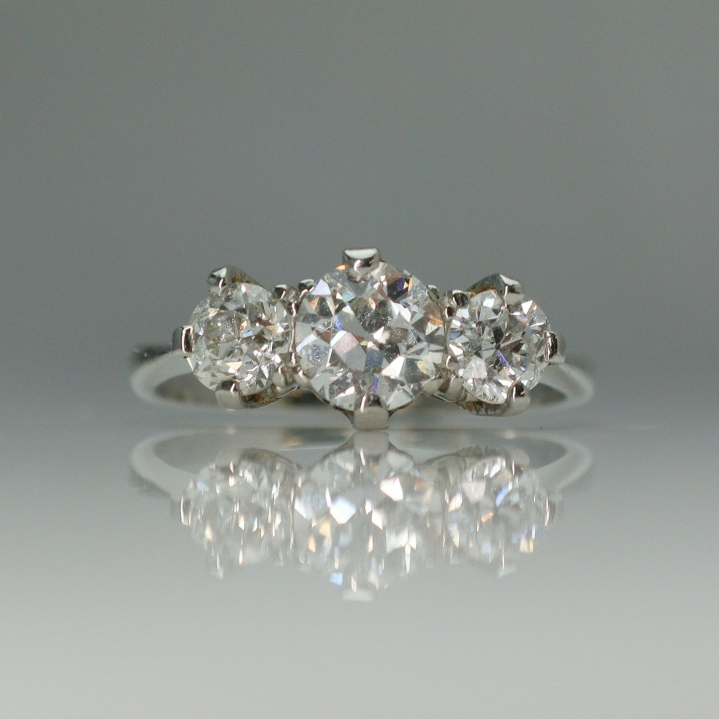 Art Deco Platinum Diamond Three Stone Ring - Friar House