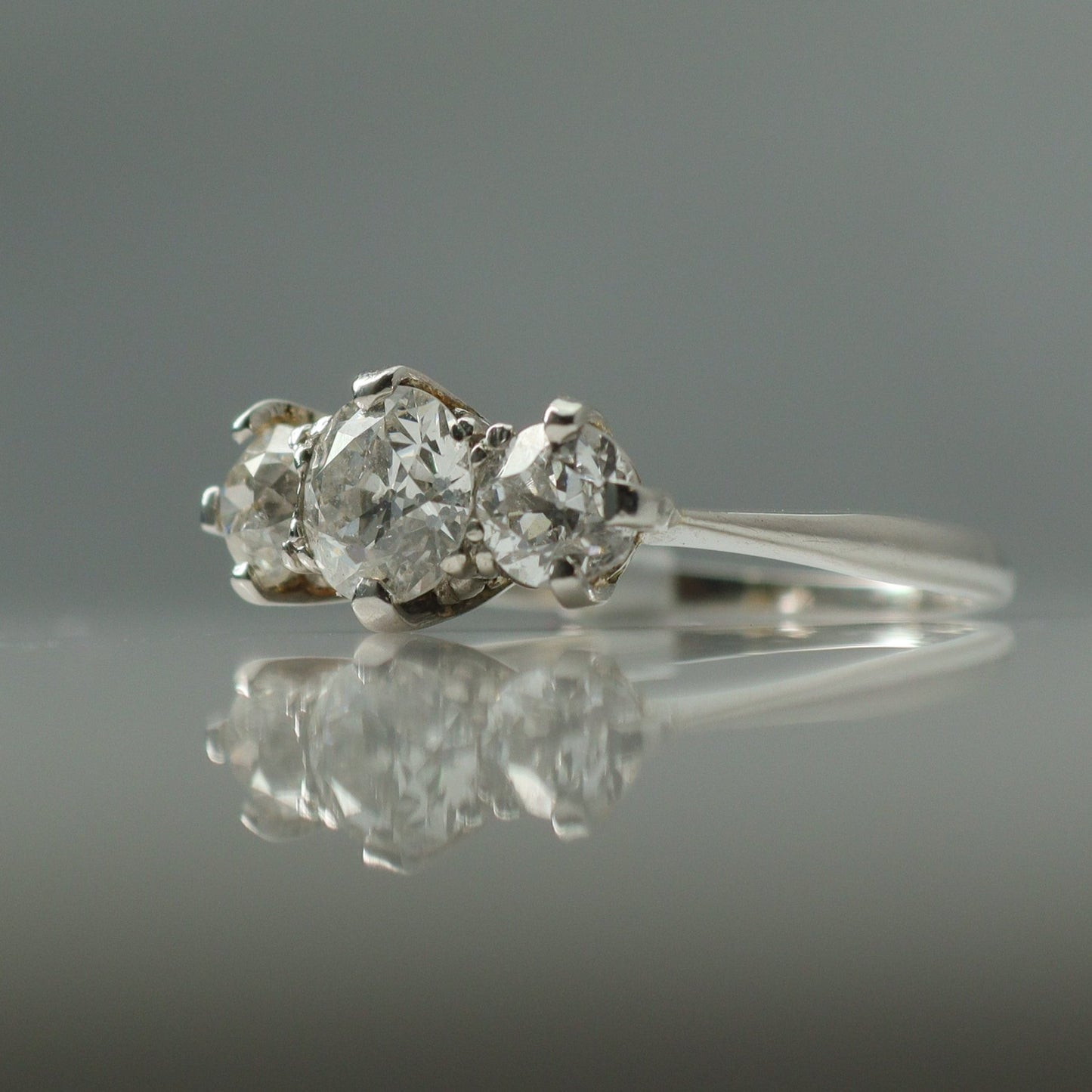 Art Deco Platinum Diamond Three Stone Ring - Friar House
