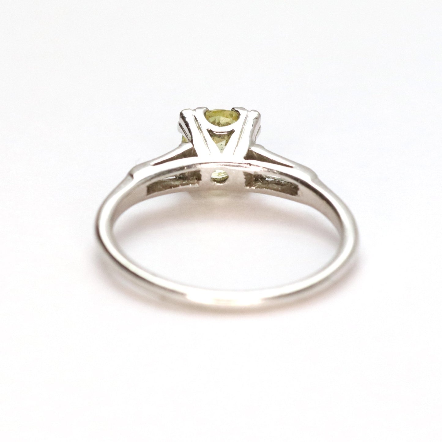 Art Deco Platinum Fancy Yellow 1.20 carat Square set Diamond Engagement Ring - Friar House