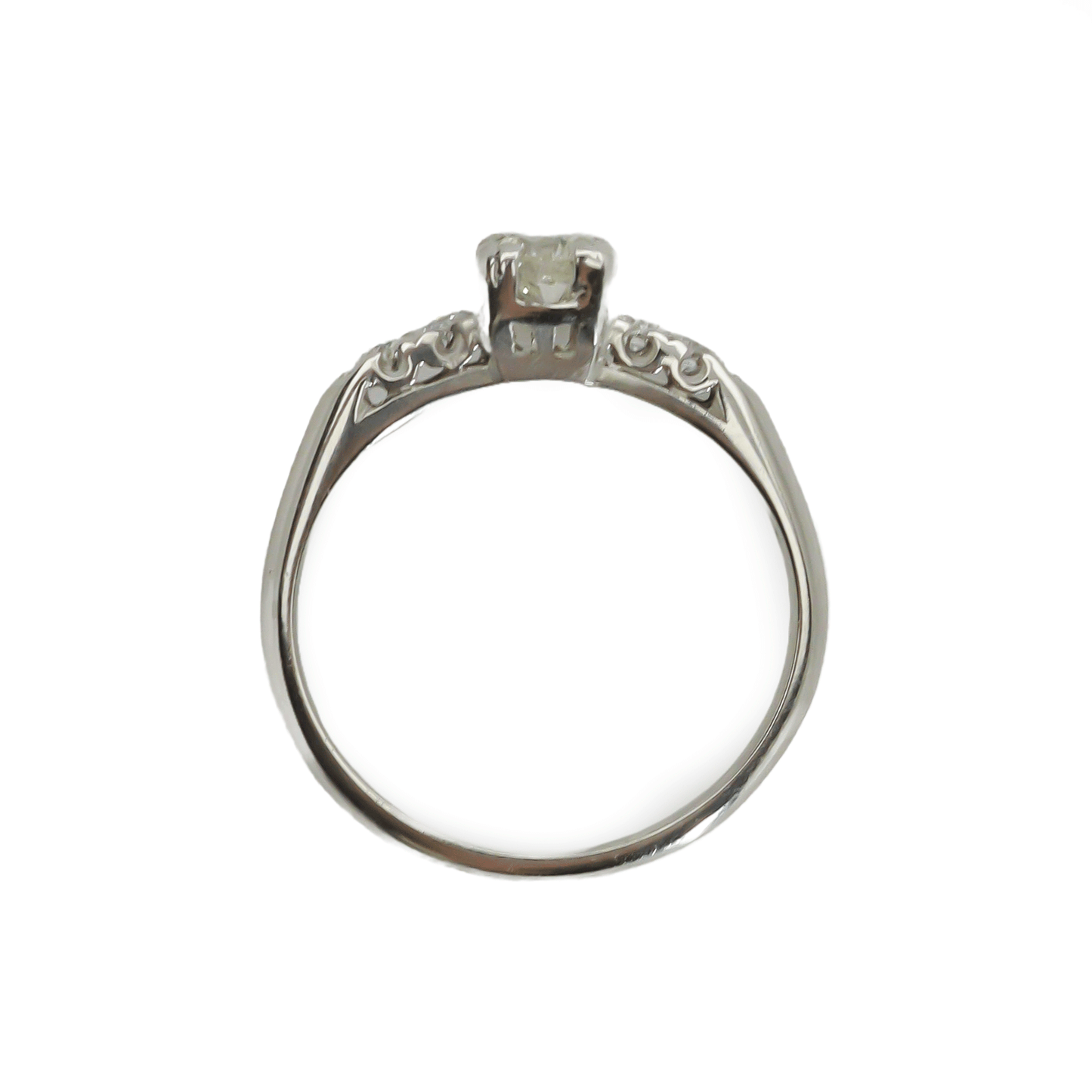 Art Deco Platinum Square Set Diamond Solitaire Ring - Friar House