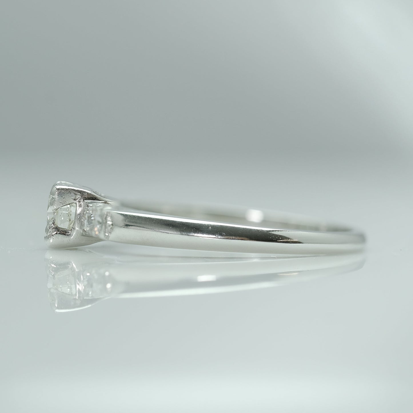 Art Deco Platinum Square Set Diamond Solitaire Ring - Friar House