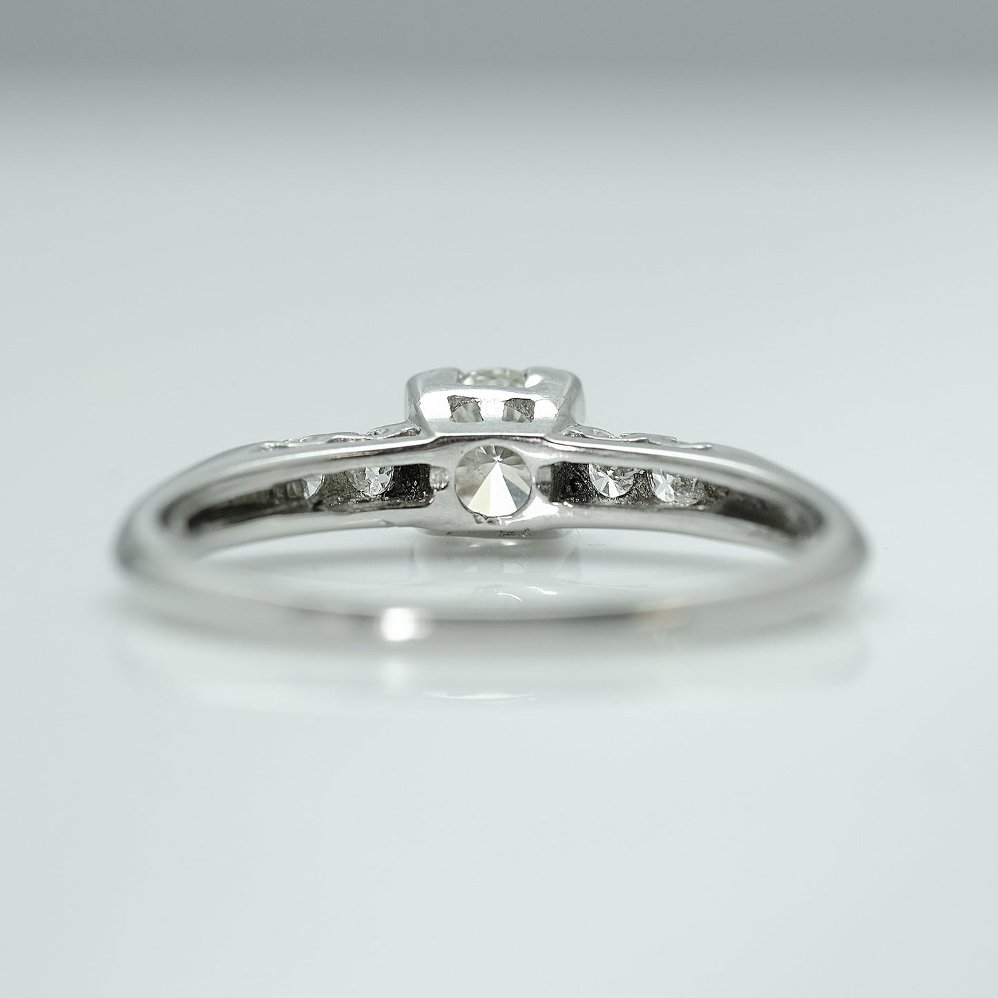 Art Deco Platinum Square Set Diamond Solitaire Ring - Friar House