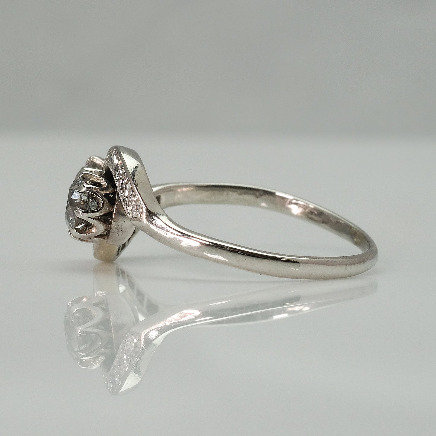 Art Deco Platinum Two Stone Twist Ring - Friar House