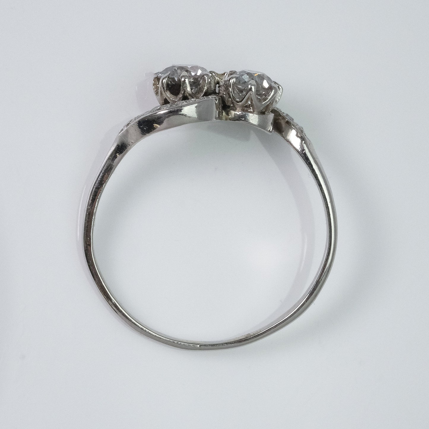 Art Deco Platinum Two Stone Twist Ring - Friar House