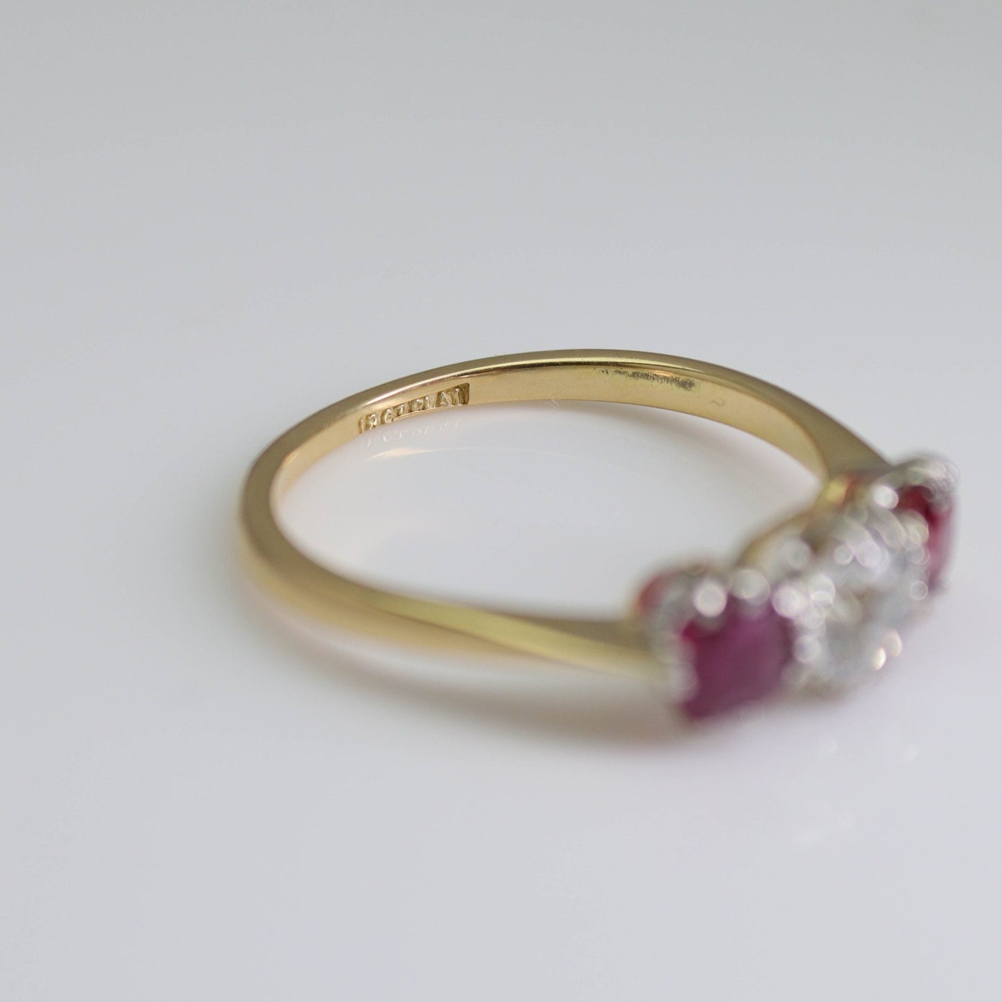 Art Deco Ruby and Diamond Three Stone Ring - Friar House