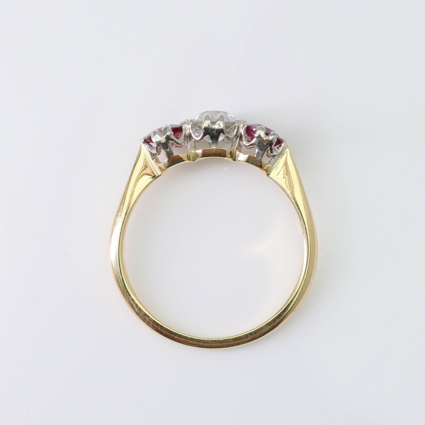 Art Deco Ruby and Diamond Three Stone Ring - Friar House