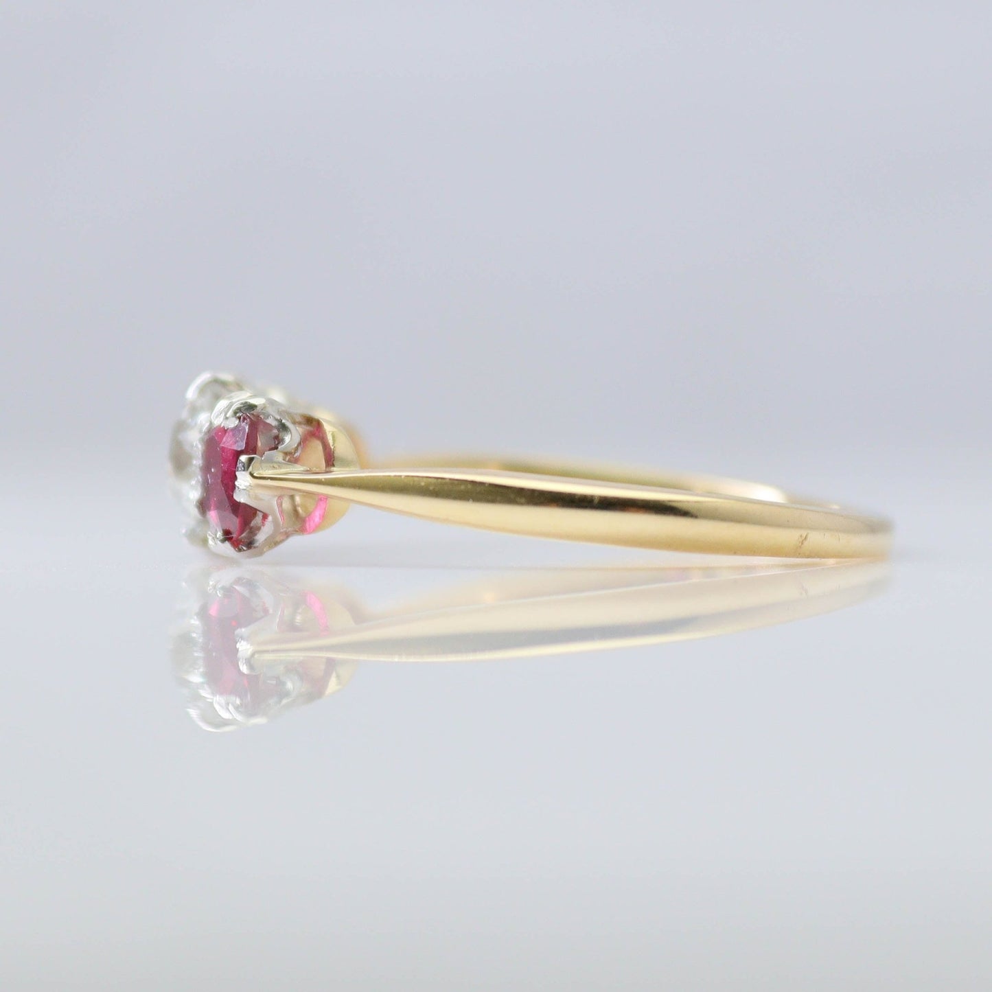 Art Deco Ruby and Diamond Three Stone Ring - Friar House