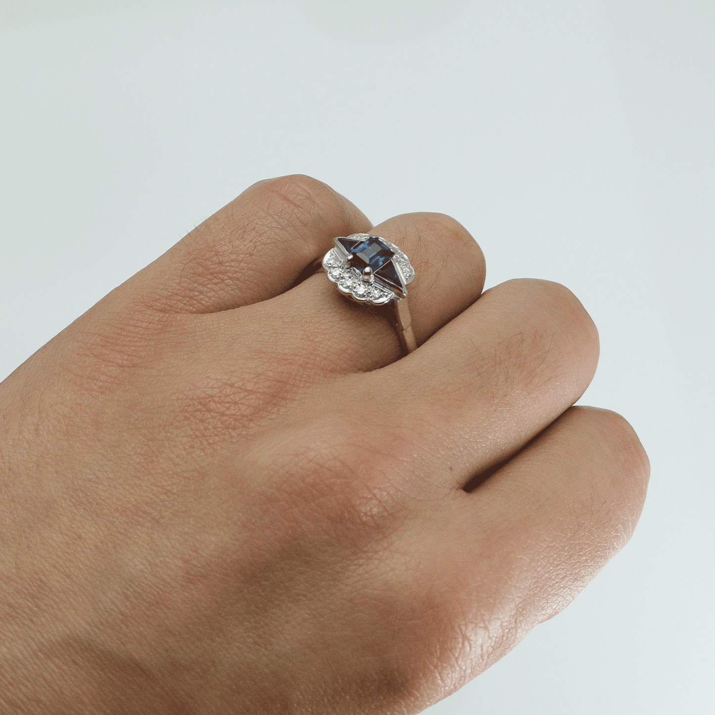 Art Deco Sapphire and Diamond Cluster Ring - Friar House