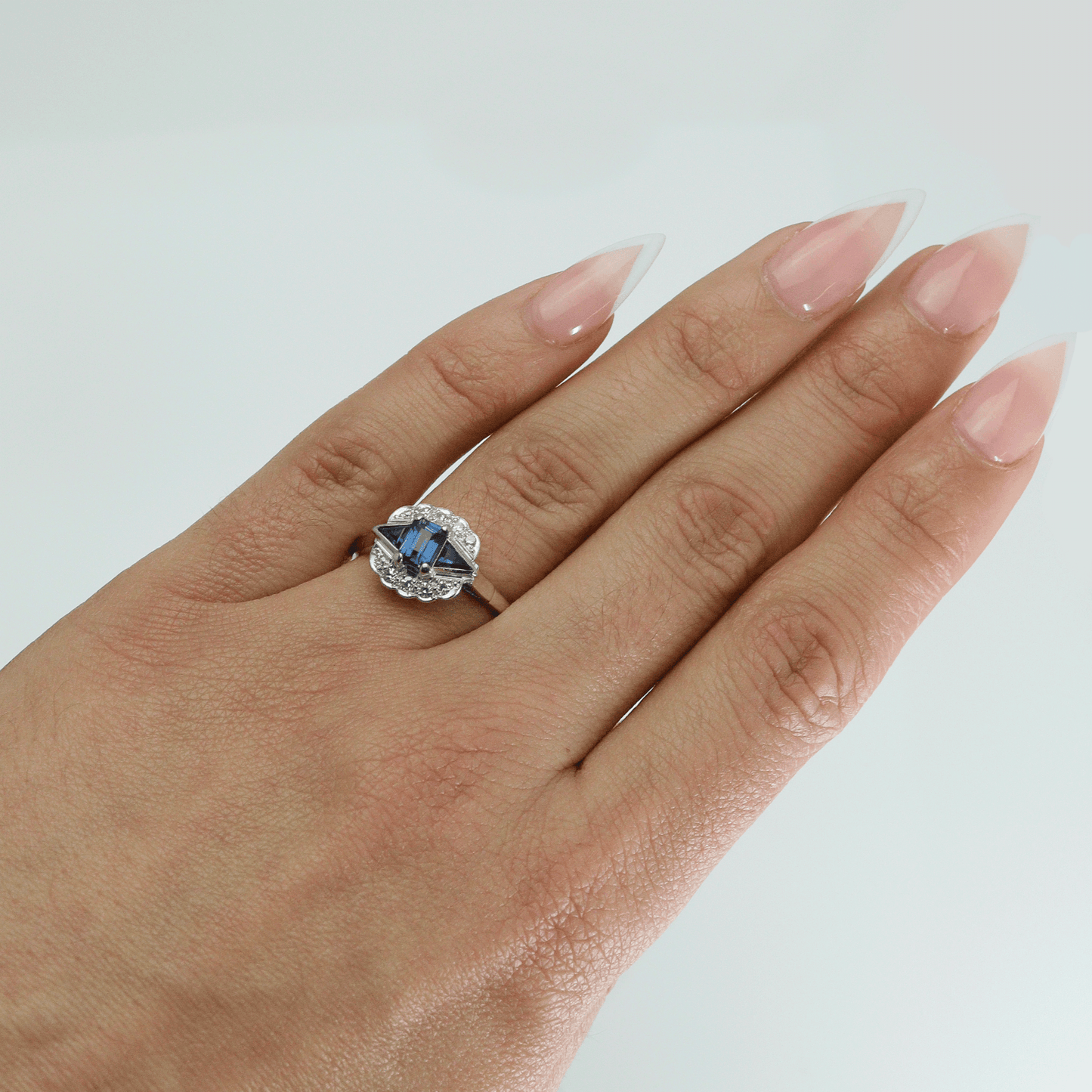 Art Deco Sapphire and Diamond Cluster Ring - Friar House