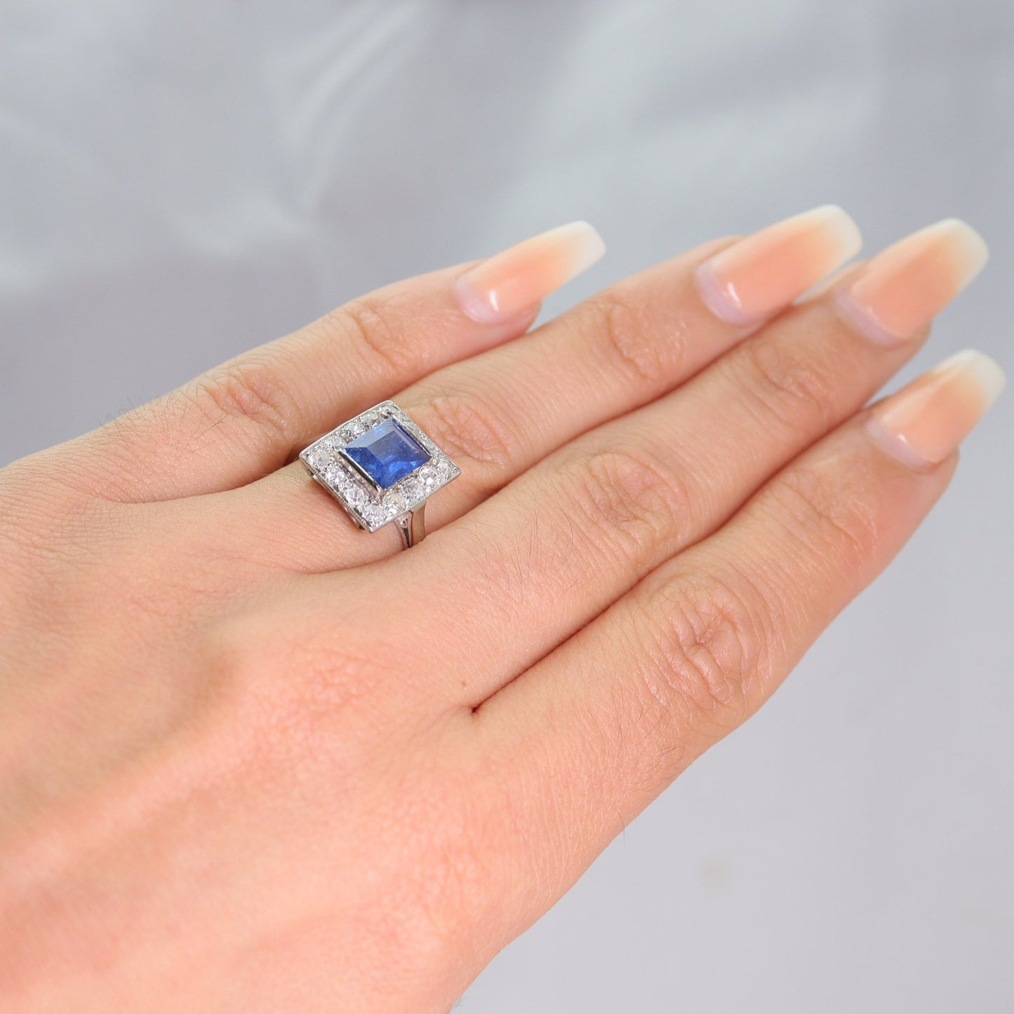 Art Deco Sapphire and Diamond Cluster Ring - Friar House