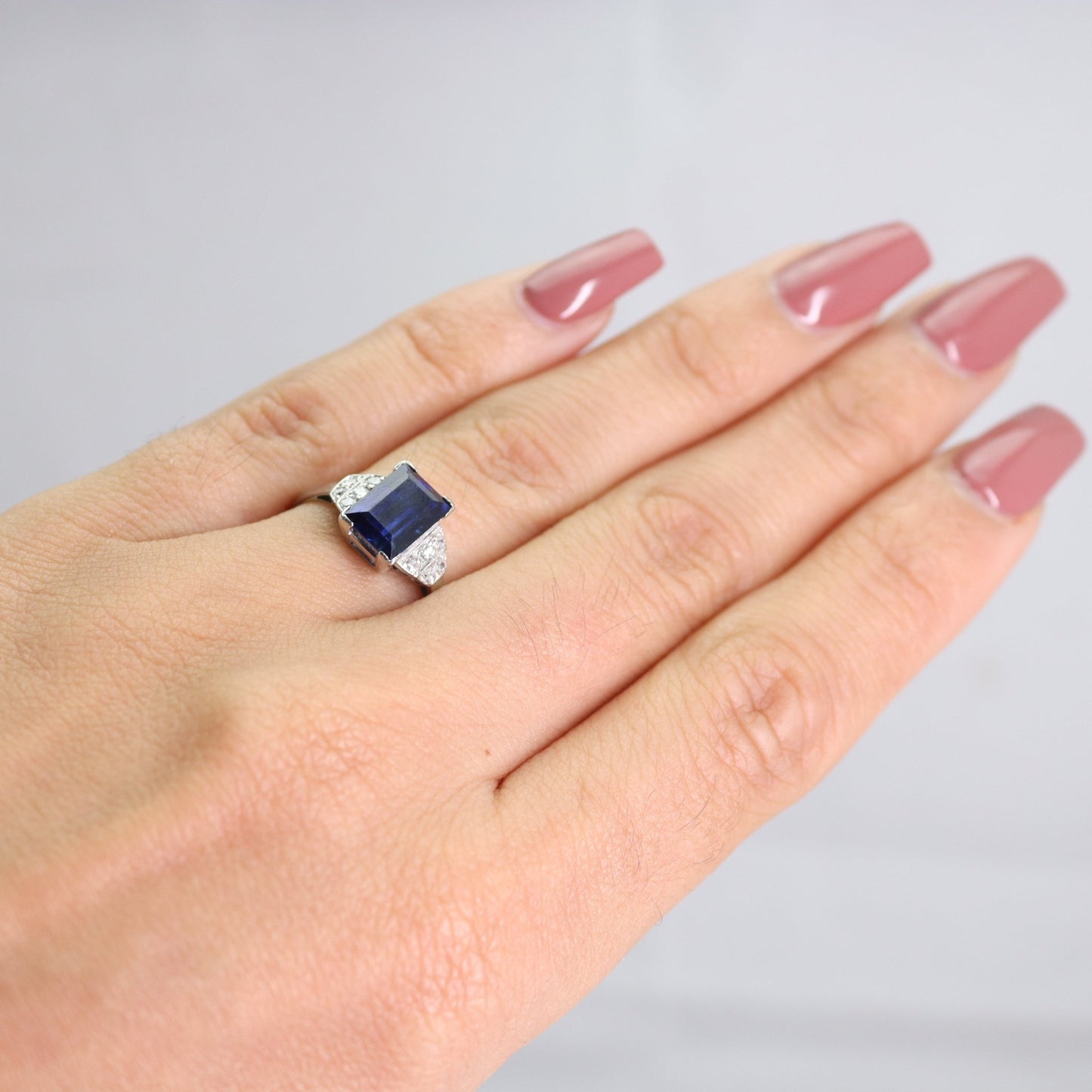 Art Deco Sapphire & Diamond Solitaire Ring - Friar House