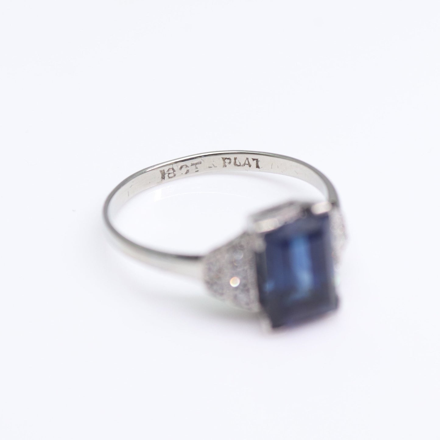 Art Deco Sapphire & Diamond Solitaire Ring - Friar House