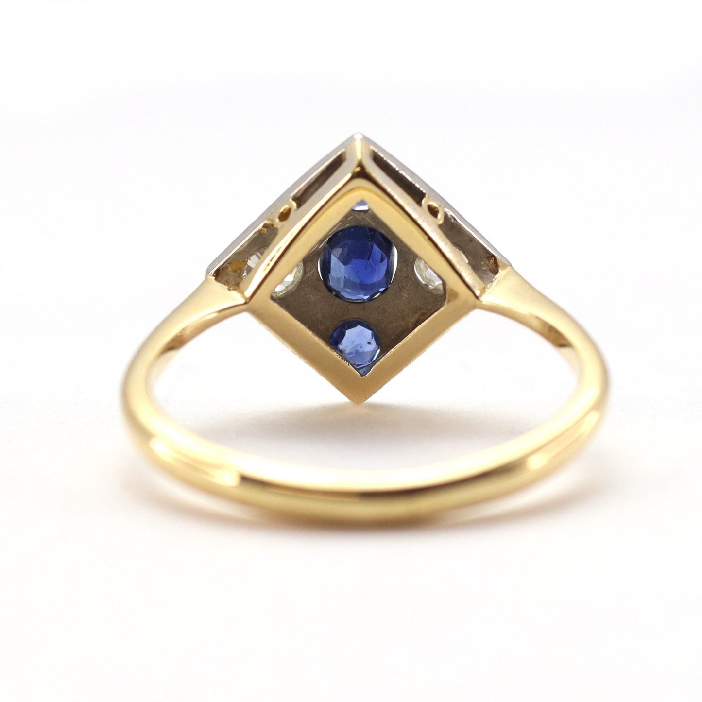 Art Deco Square Sapphire & Diamond Panel Ring - Friar House