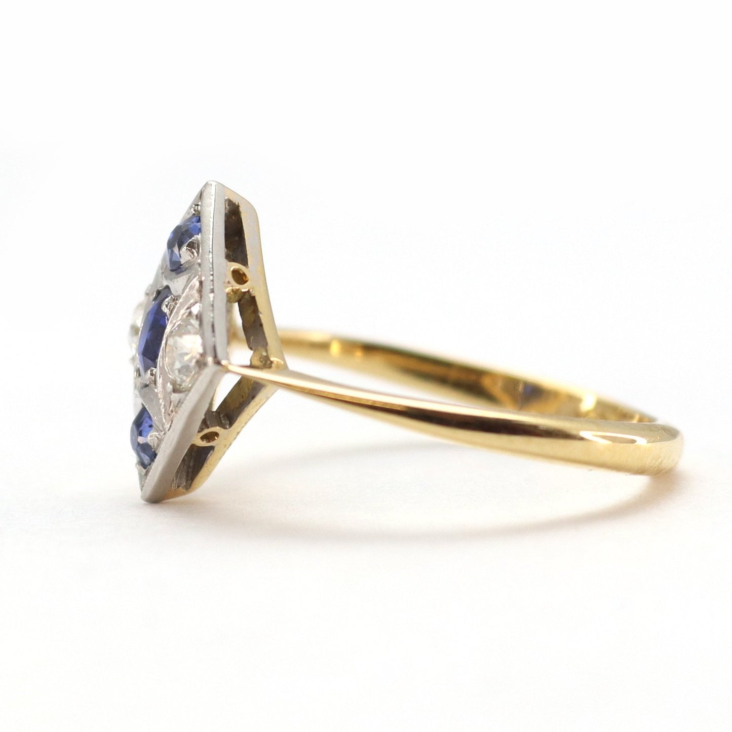 Art Deco Square Sapphire & Diamond Panel Ring - Friar House