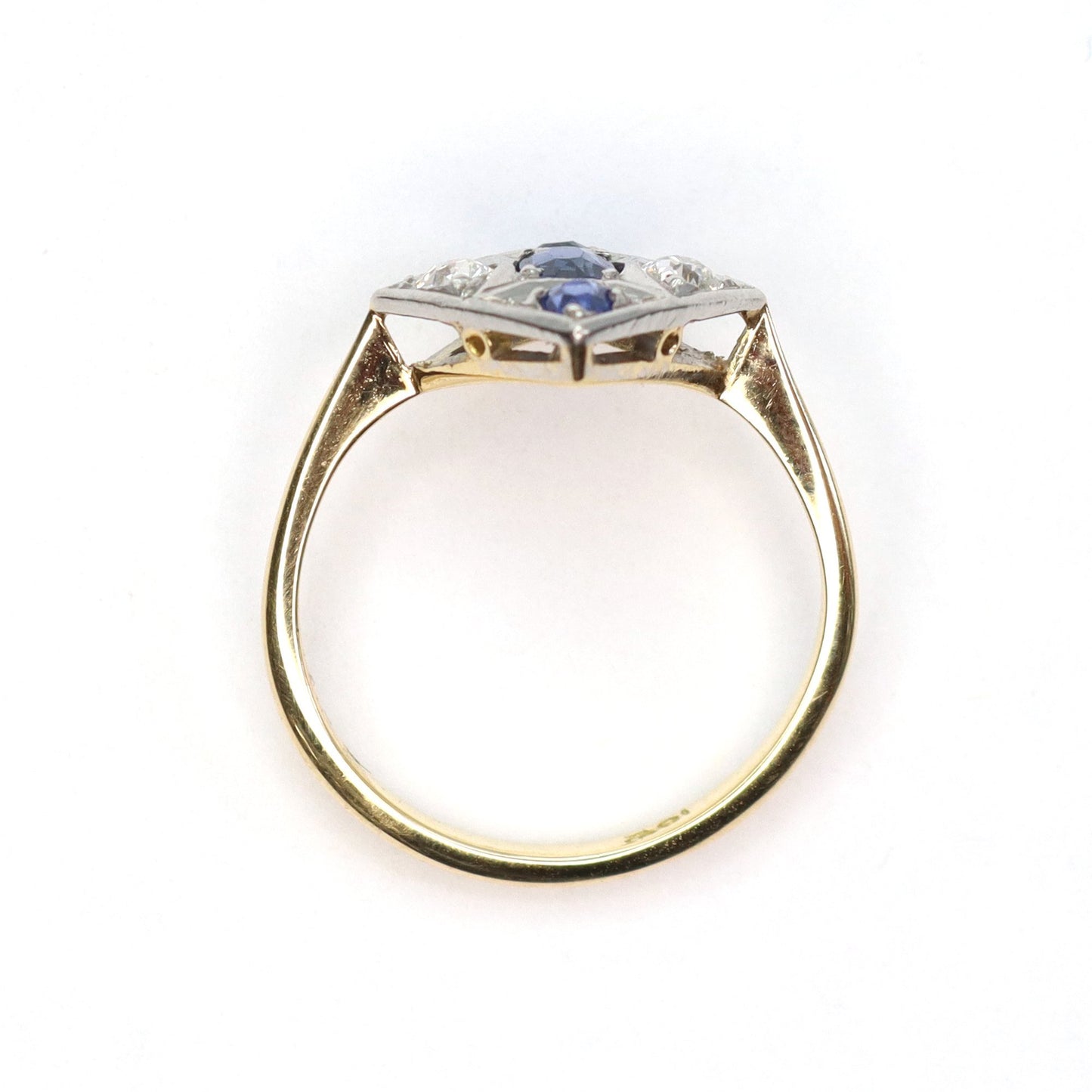 Art Deco Square Sapphire & Diamond Panel Ring - Friar House