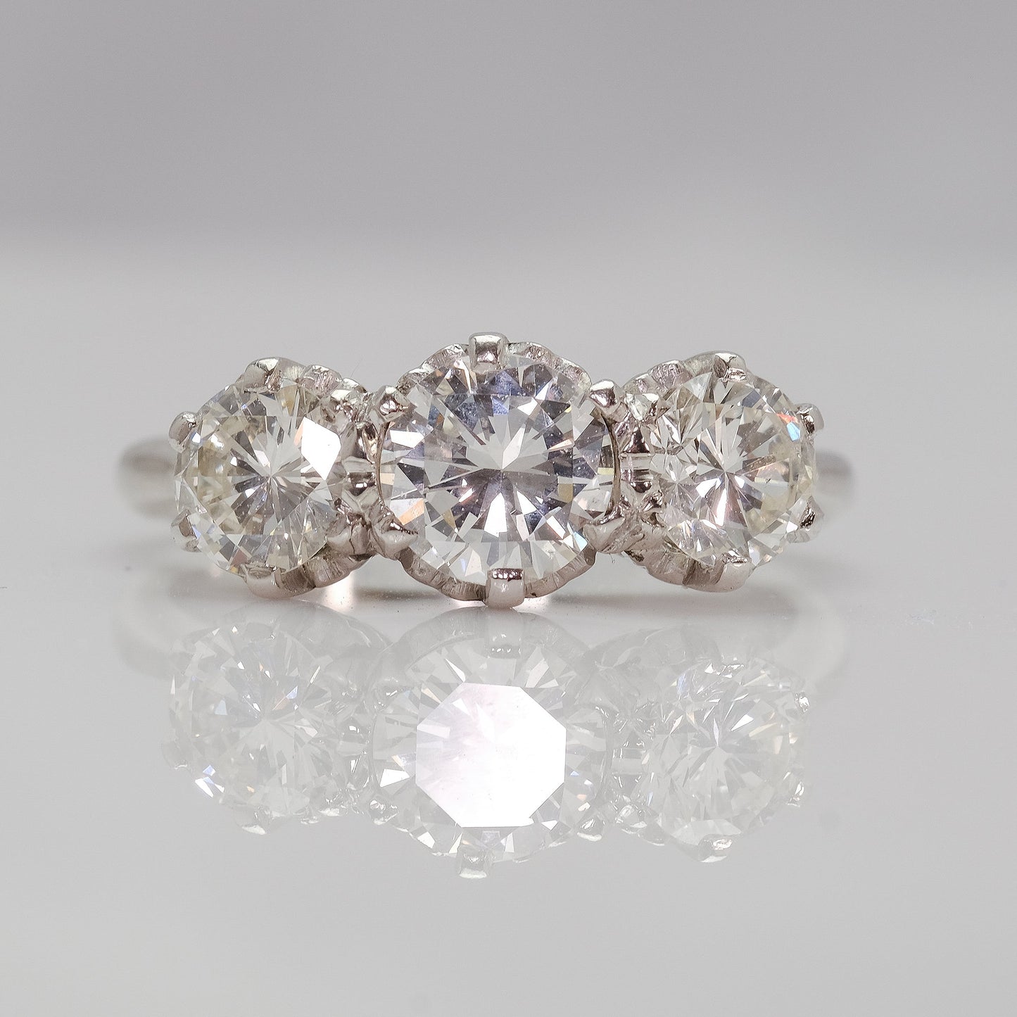 Art Deco White Gold Three Stone Diamond Ring - Friar House