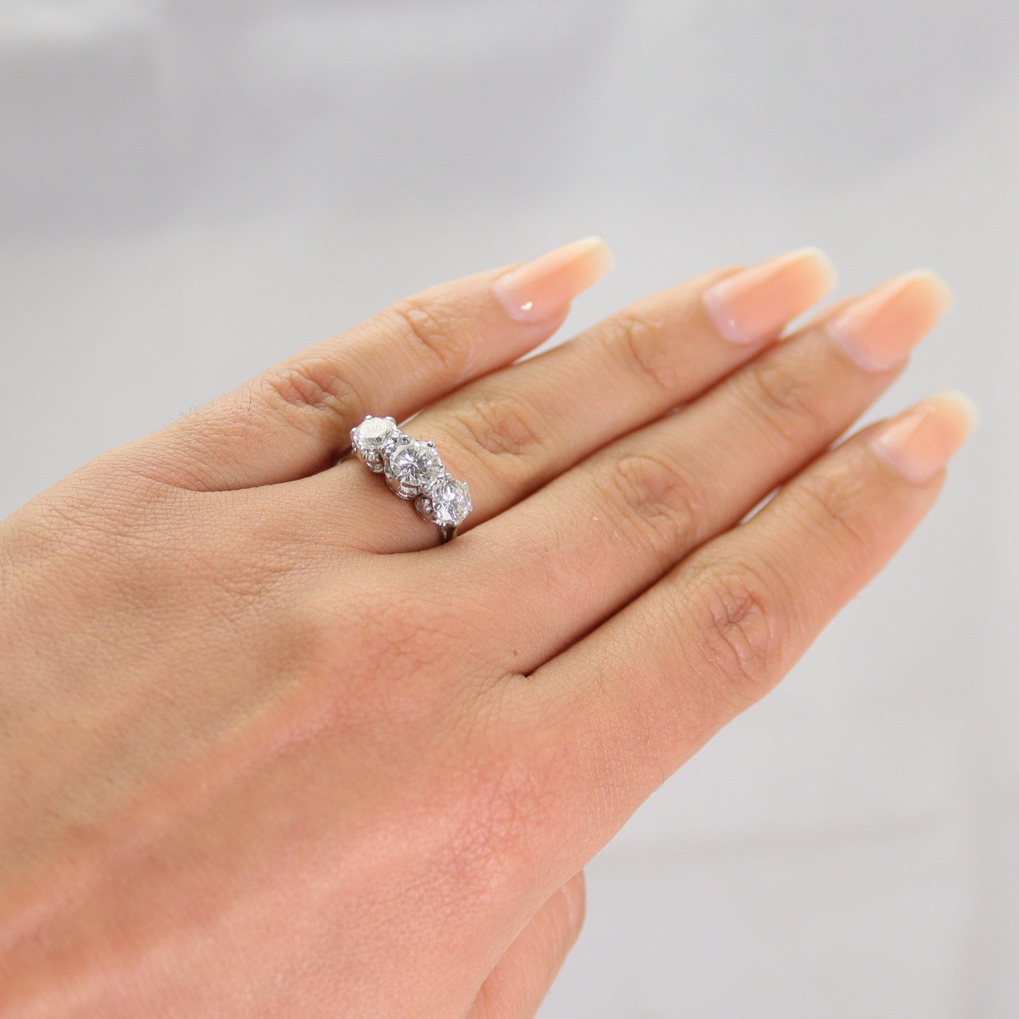 Art Deco White Gold Three Stone Diamond Ring - Friar House
