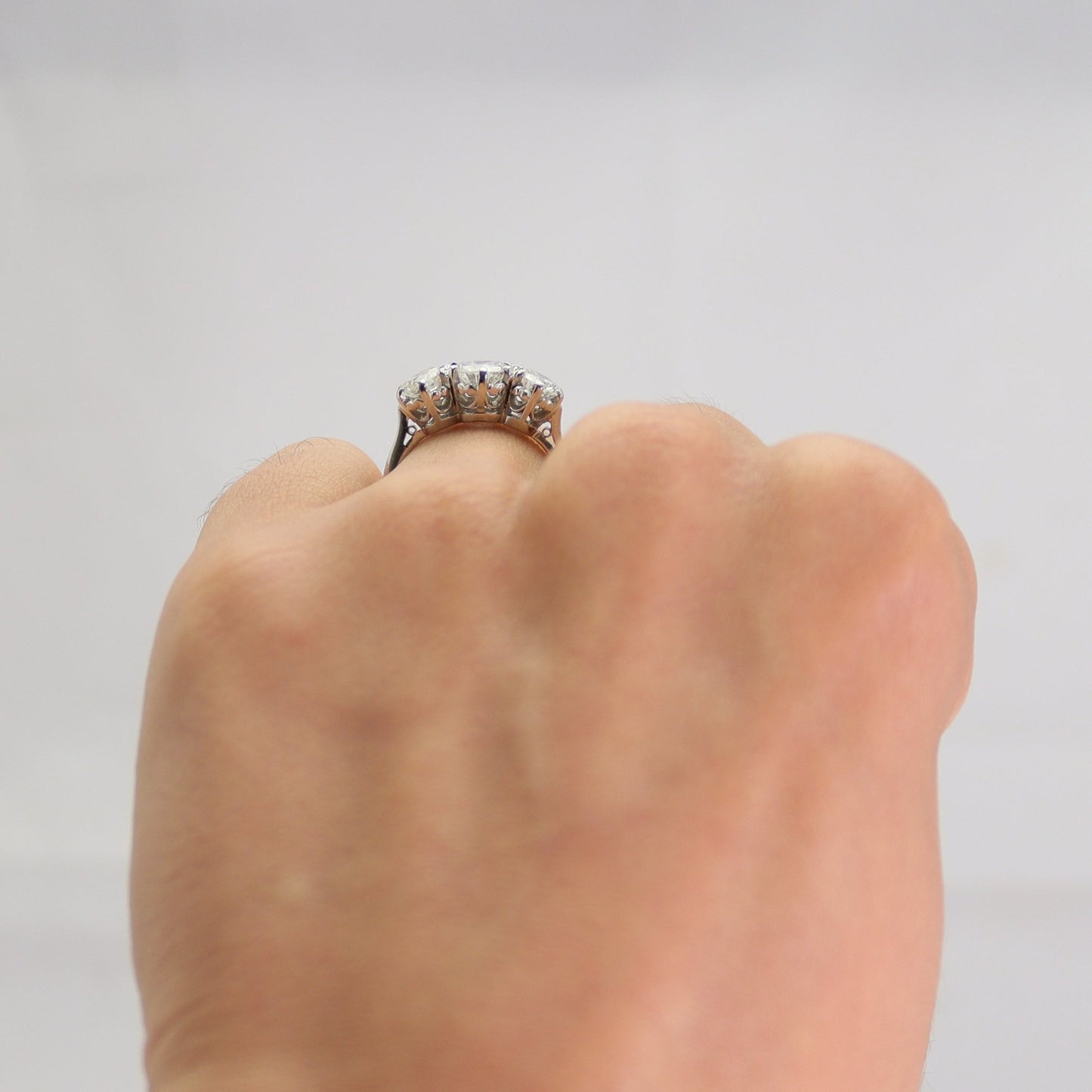 Art Deco White Gold Three Stone Diamond Ring - Friar House