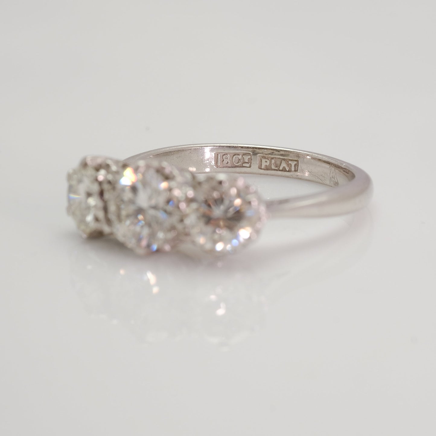 Art Deco White Gold Three Stone Diamond Ring - Friar House