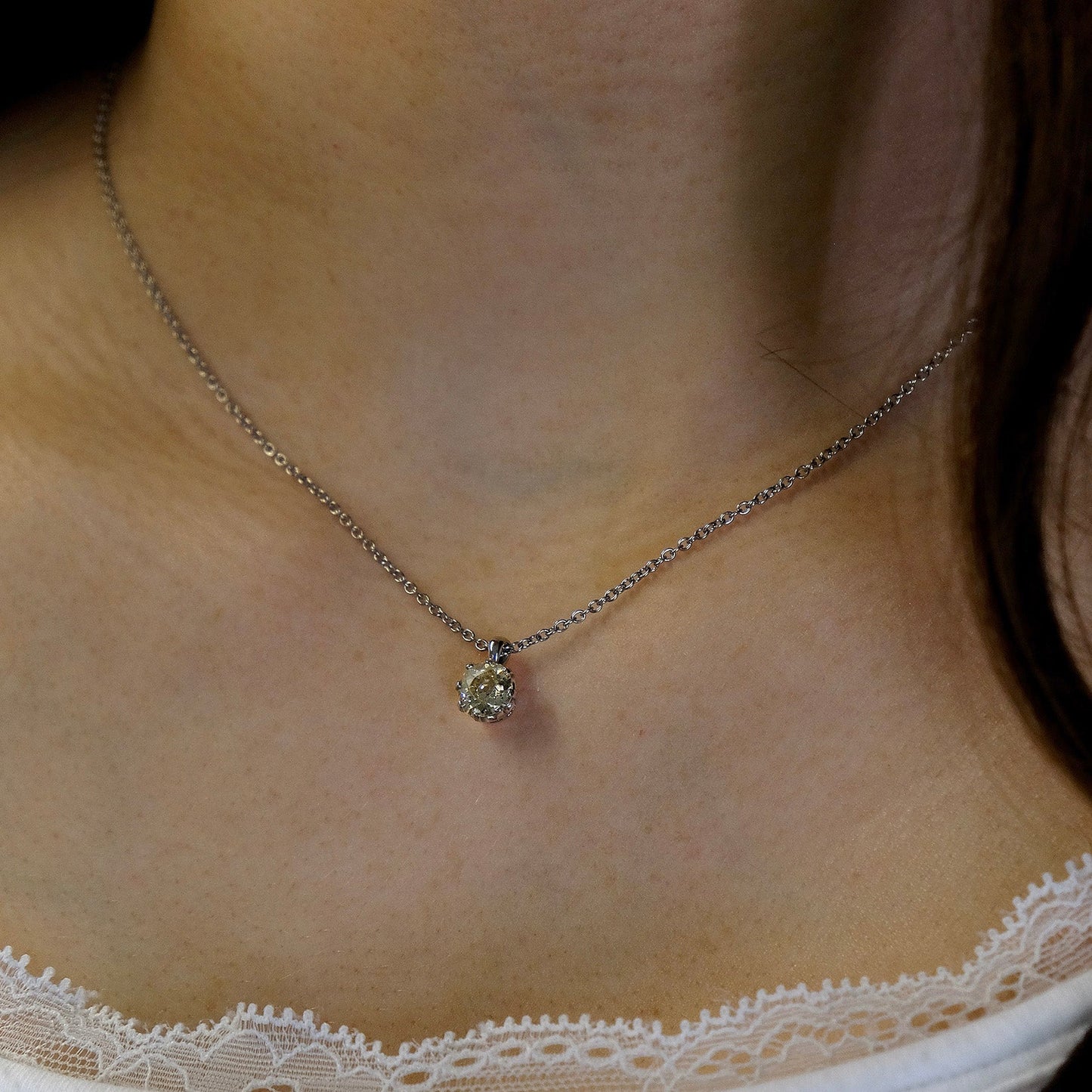 Platinum Fancy Light Yellow Diamond Drop Pendant - Friar House