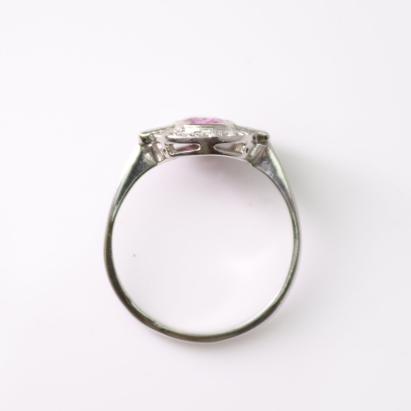 Platinum Pink Sapphire and Diamond Cluster Ring - Friar House