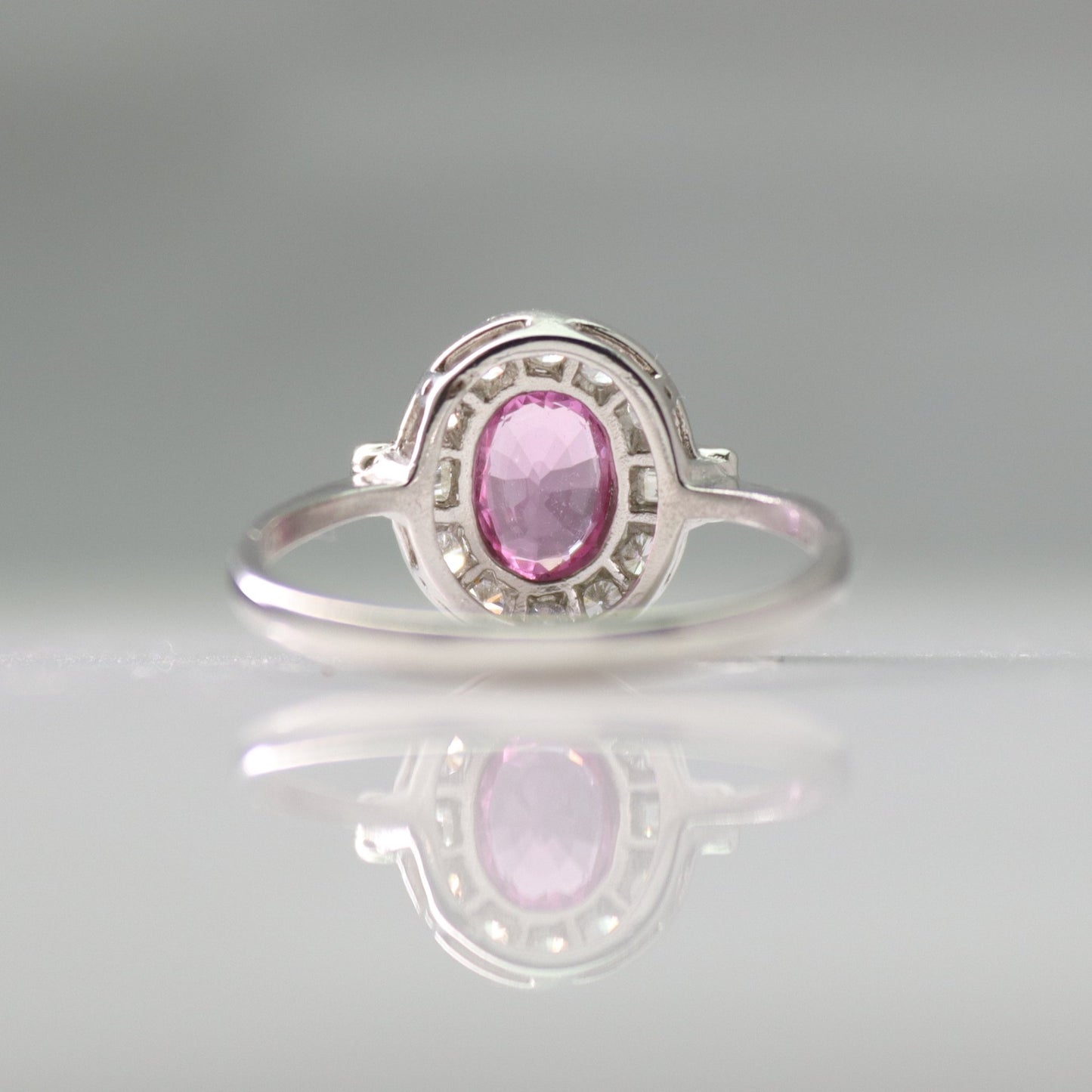 Platinum Pink Sapphire and Diamond Cluster Ring - Friar House