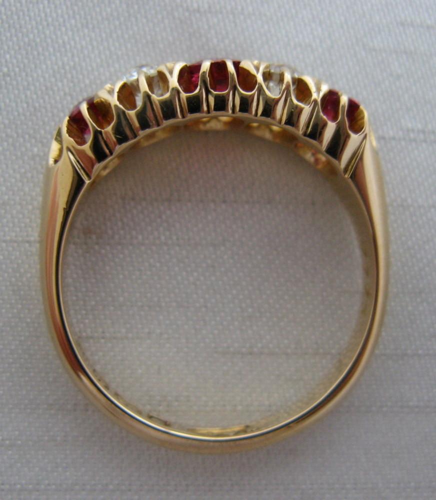 Ruby And Diamond Five Stone Gold Ring - Friar House