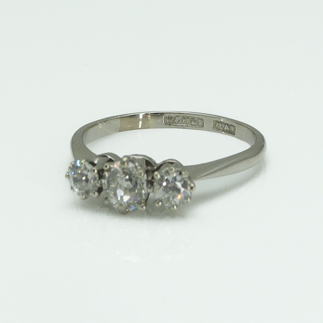 Three Stone Platinum Diamond Ring - Friar House