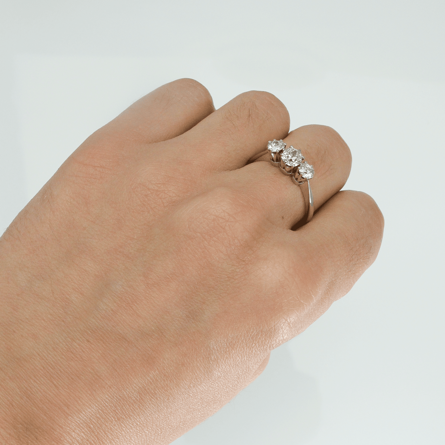 Three Stone Platinum Diamond Ring - Friar House