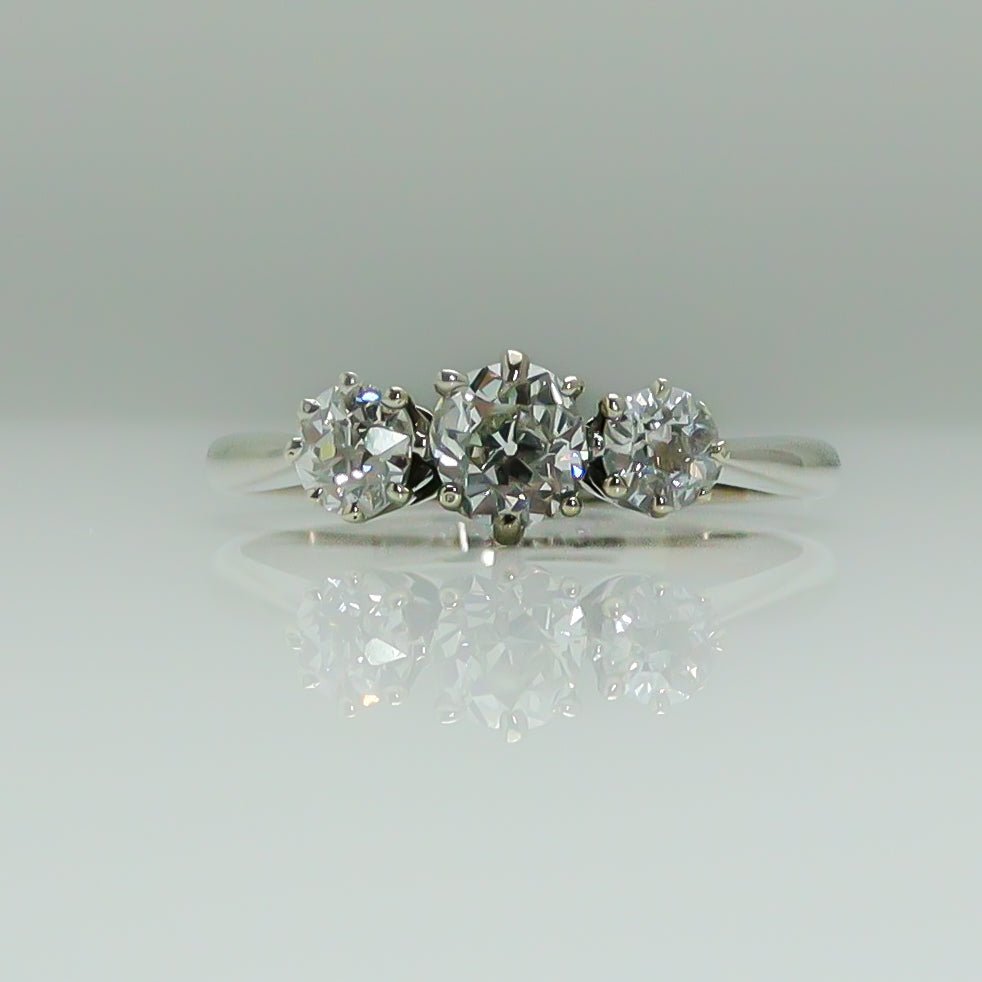 Three Stone Platinum Diamond Ring - Friar House