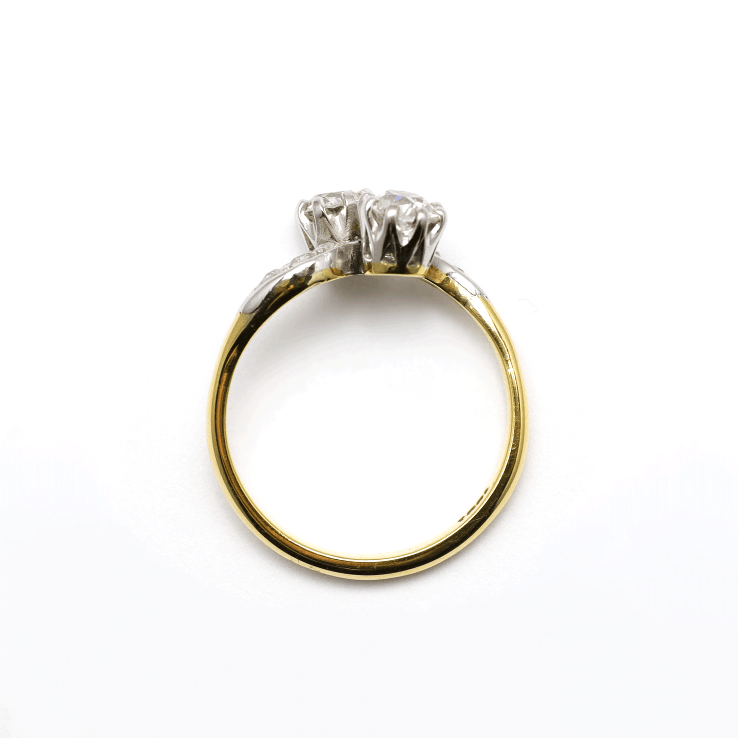 Two Stone Art Deco Circa 1920's Diamond Cross Over Ring - Friar House