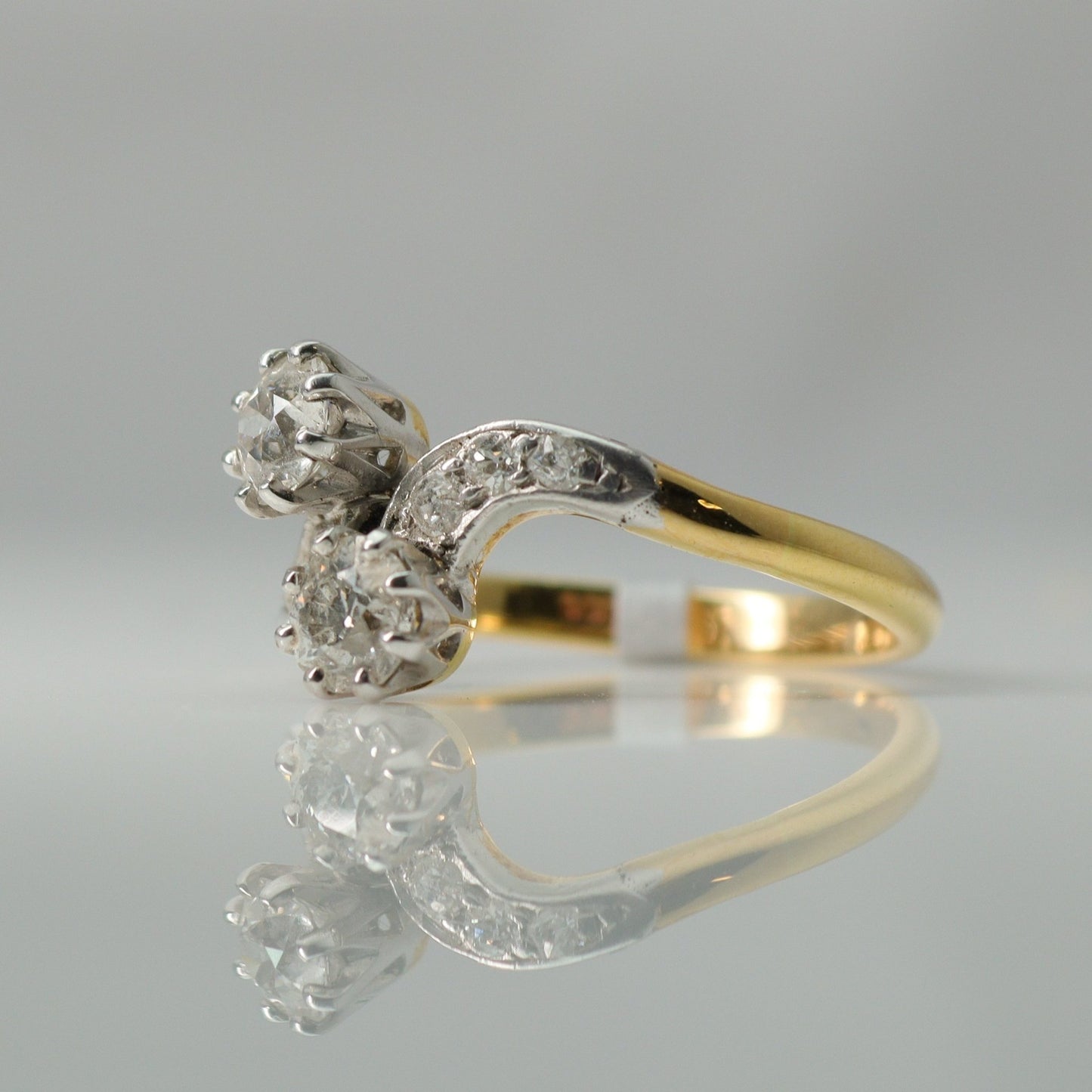Two Stone Art Deco Circa 1920's Diamond Cross Over Ring - Friar House