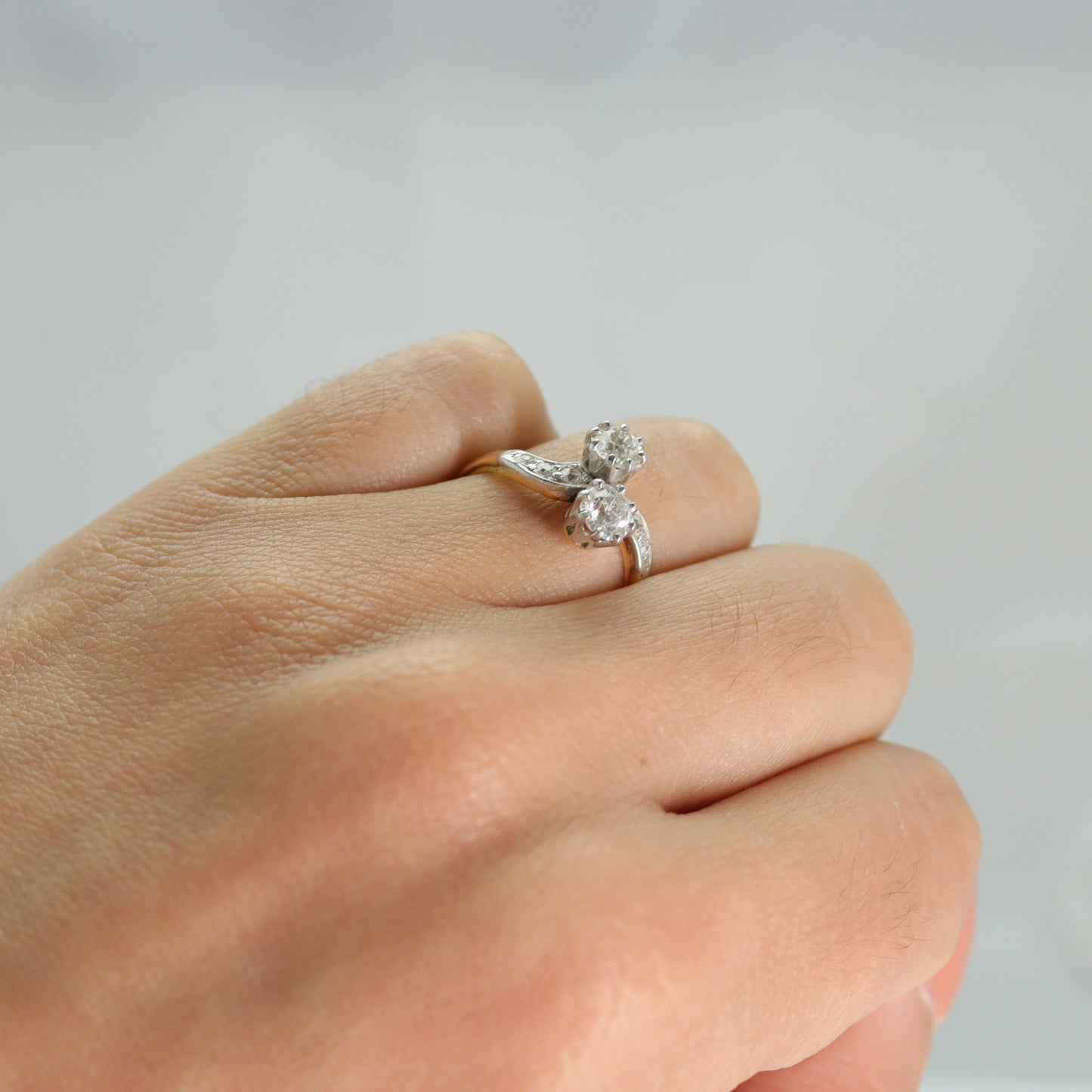 Two Stone Art Deco Circa 1920's Diamond Cross Over Ring - Friar House