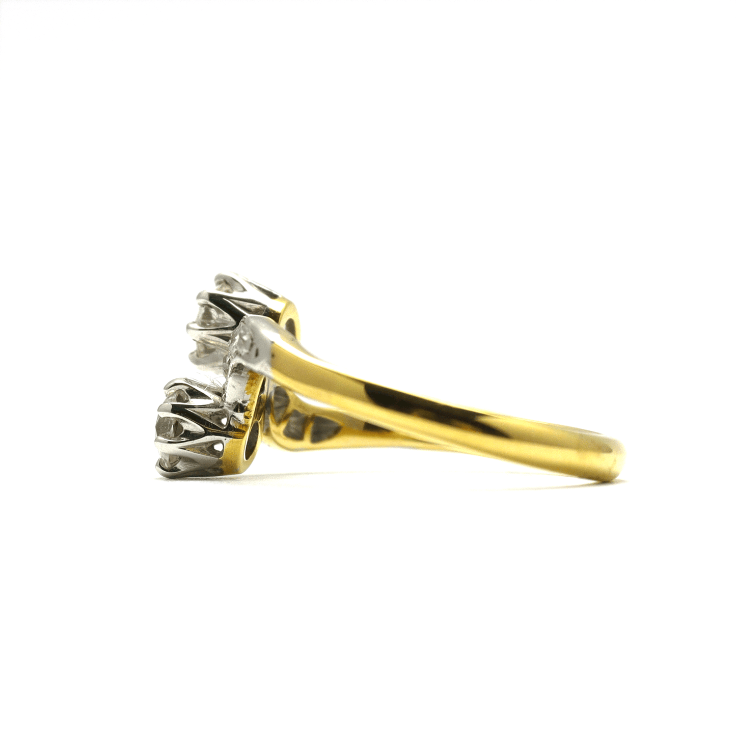 Two Stone Art Deco Circa 1920's Diamond Cross Over Ring - Friar House