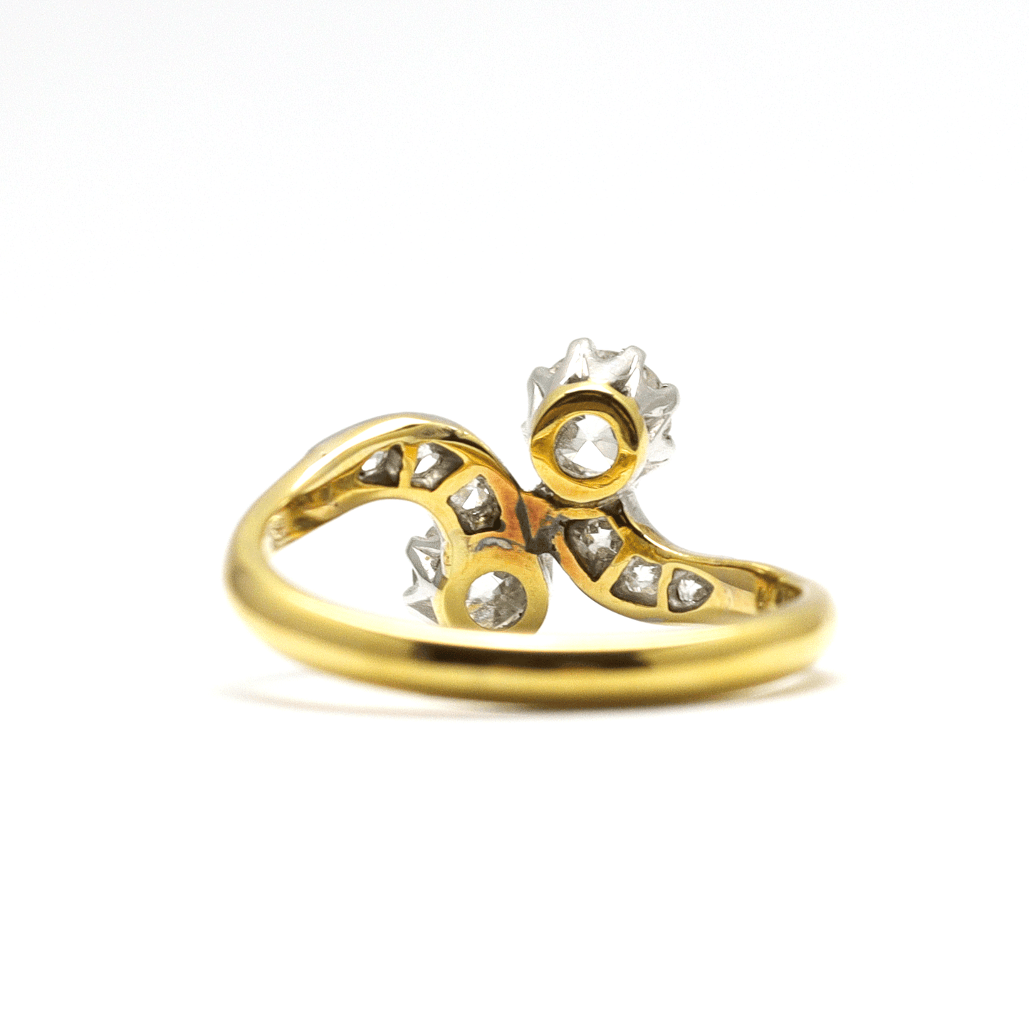 Two Stone Art Deco Circa 1920's Diamond Cross Over Ring - Friar House