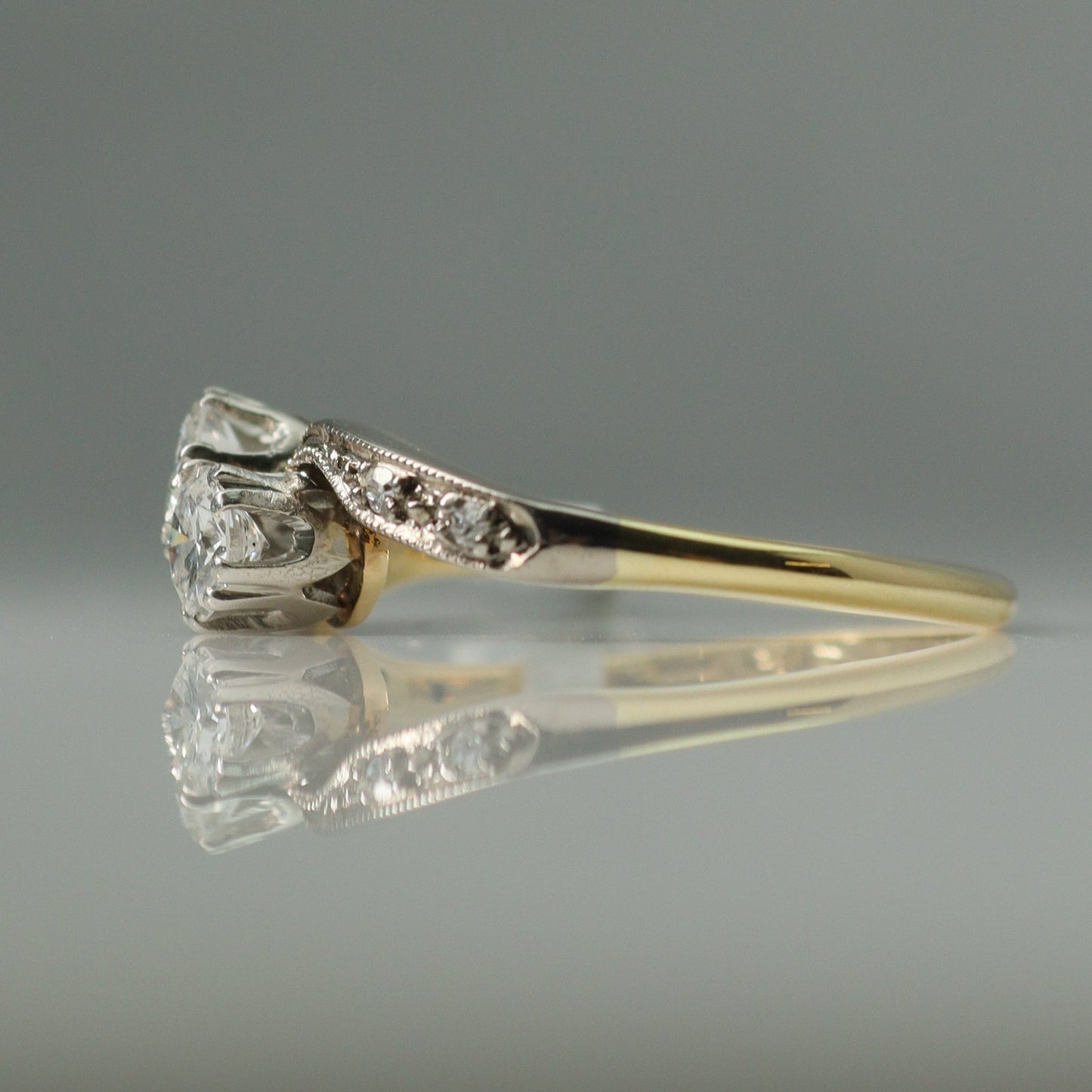 Two Stone Diamond Cross Over Ring - Friar House
