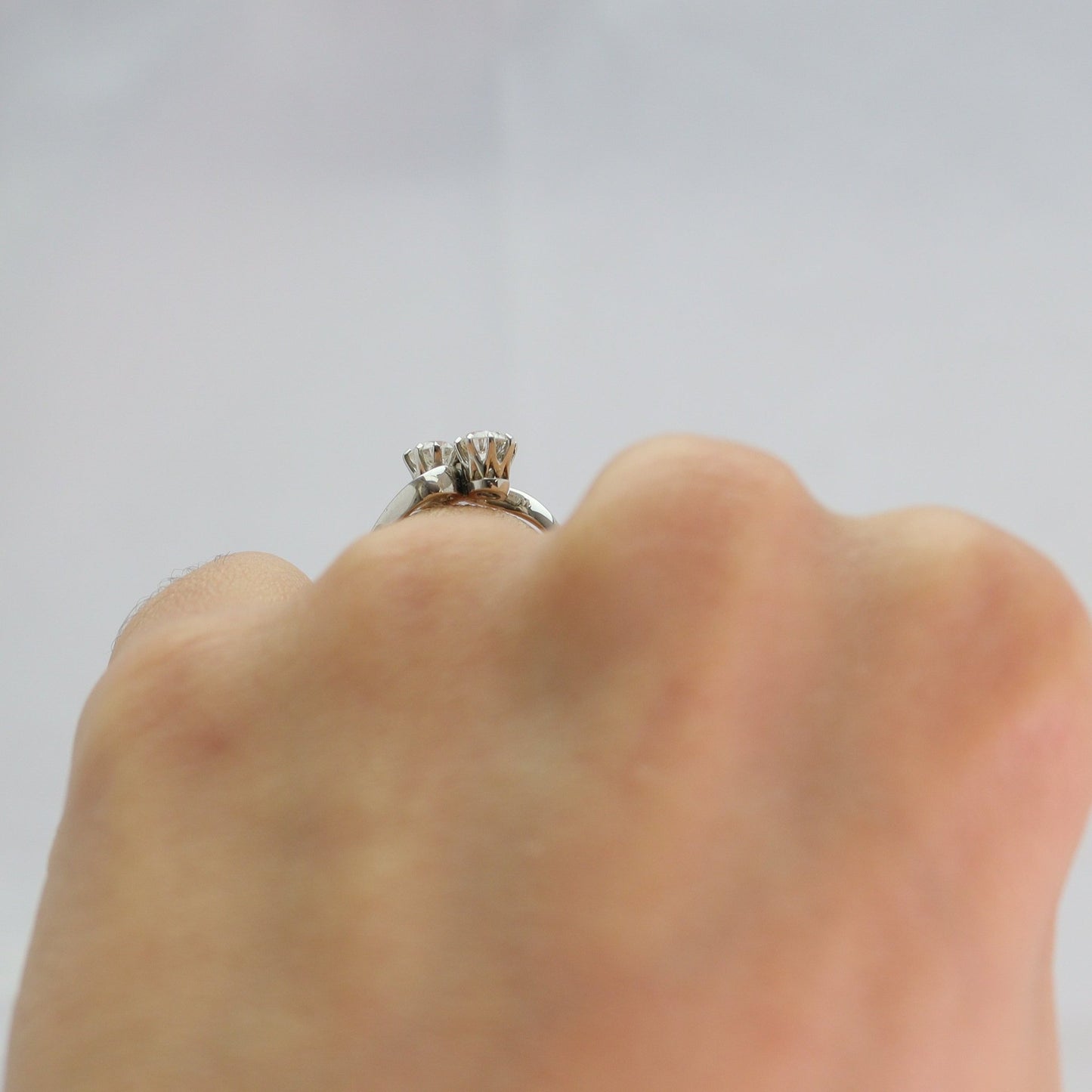 Two Stone Diamond Platinum Cross Over Ring - Friar House