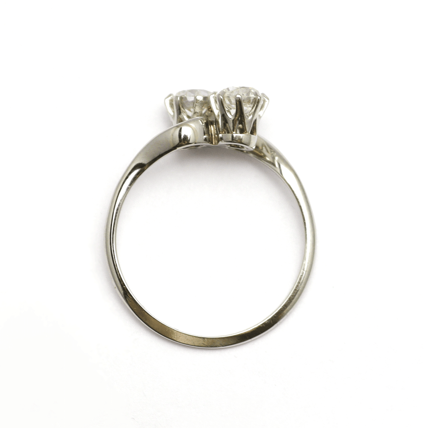 Two Stone Diamond Platinum Cross Over Ring - Friar House